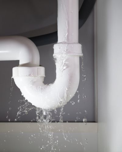 Leaking White Plastic Pipe With Water Flowing Out Of Joint Tampa Fl