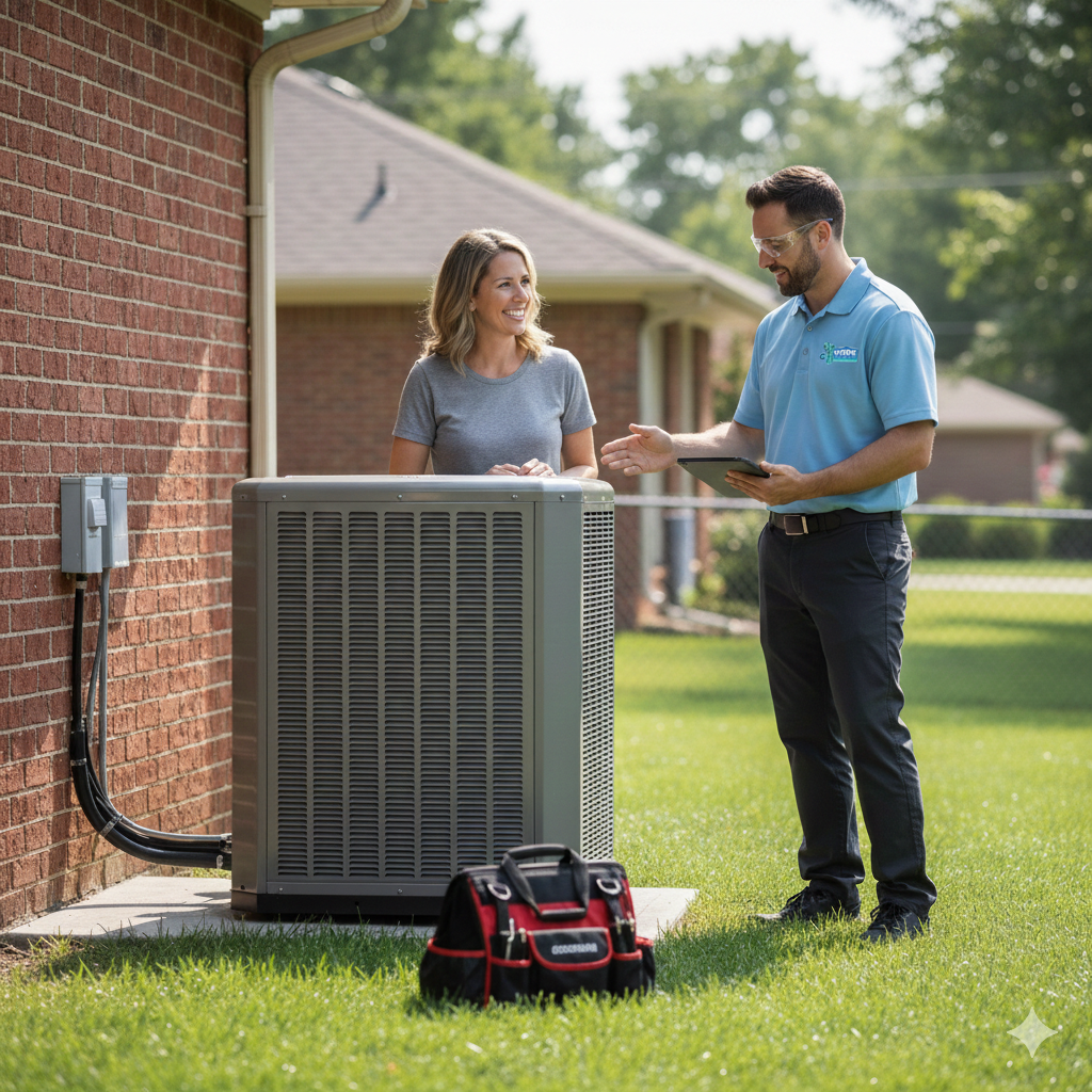 Home Therapist technician with homeowner