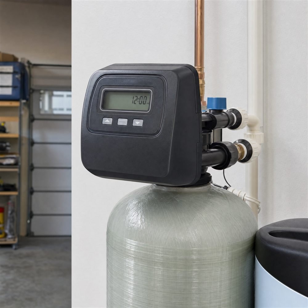 Water softener resin tank and digital control head