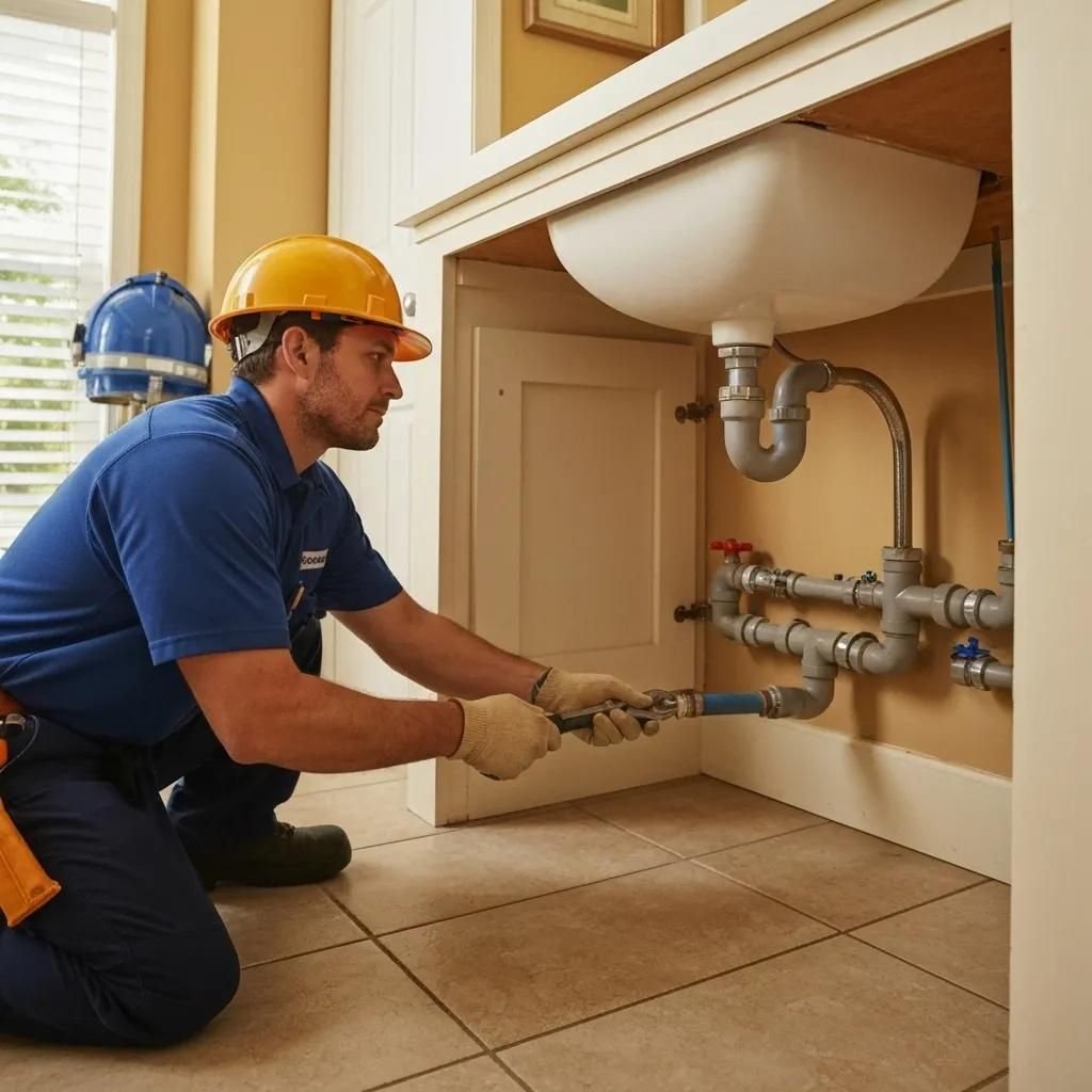 Plumber repairing residential plumbing in a Carrollwood home, showcasing common plumbing issues