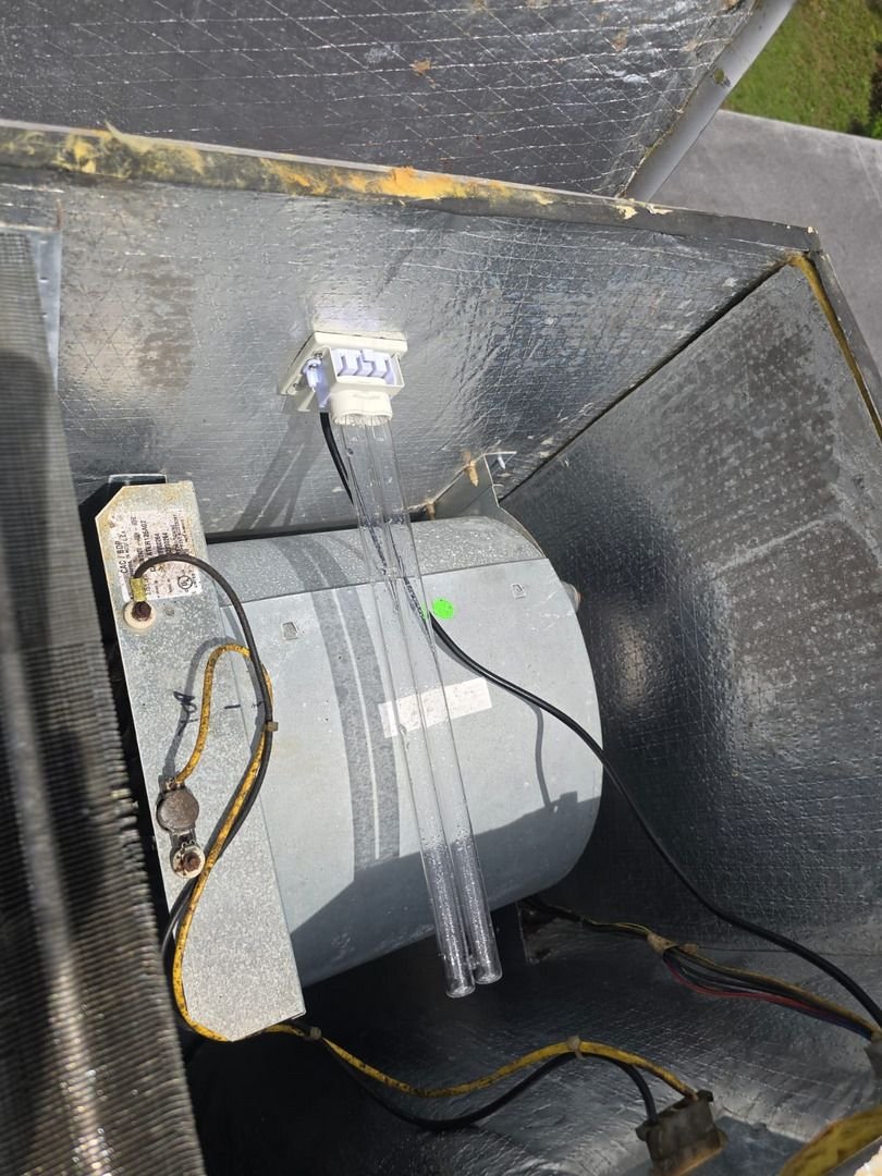 replacing or servicing components in an HVAC unit including wiring and possibly UV light installation
