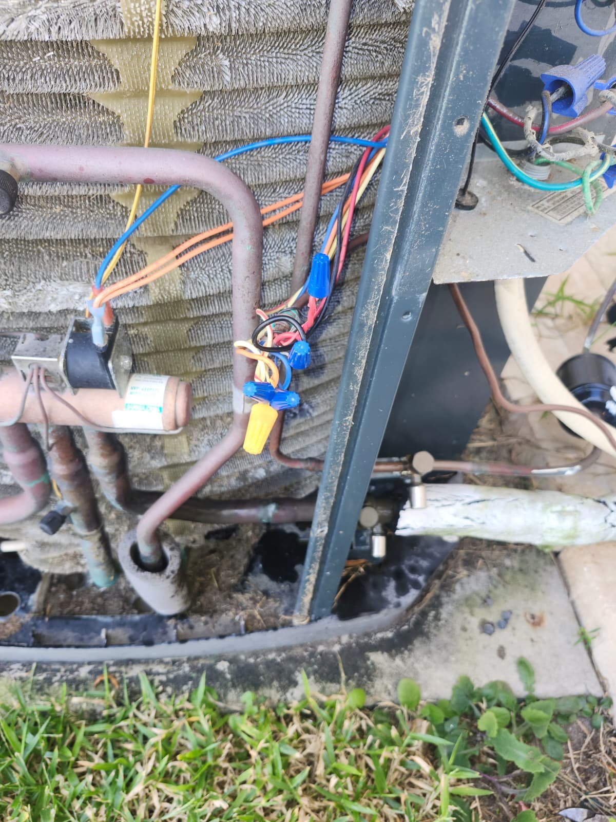 Detail of low voltage cable repair on air handler in Tarpon Springs, FL 34689