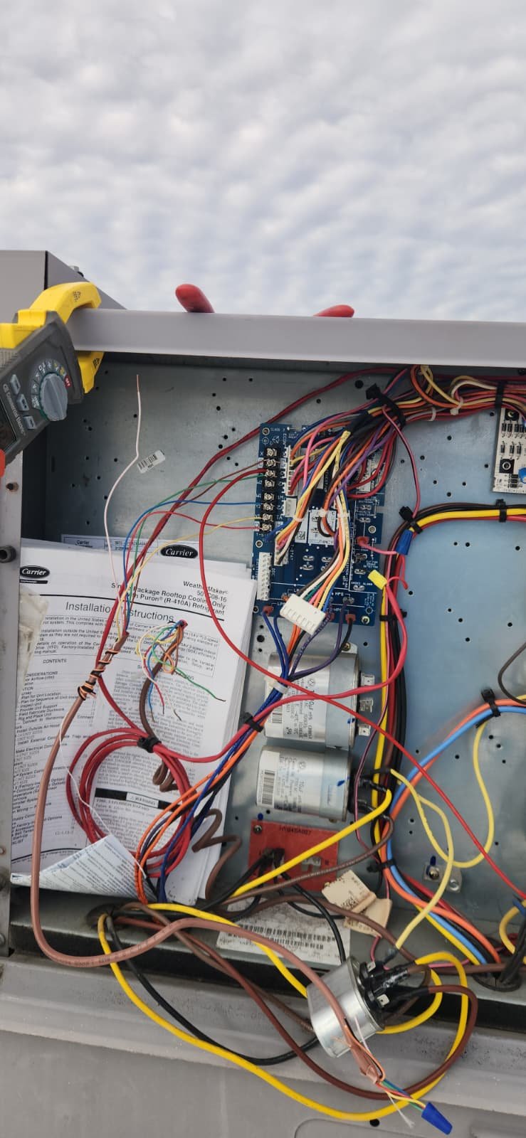 Detail of new capacitor install on air handler in Riverview, FL 33578