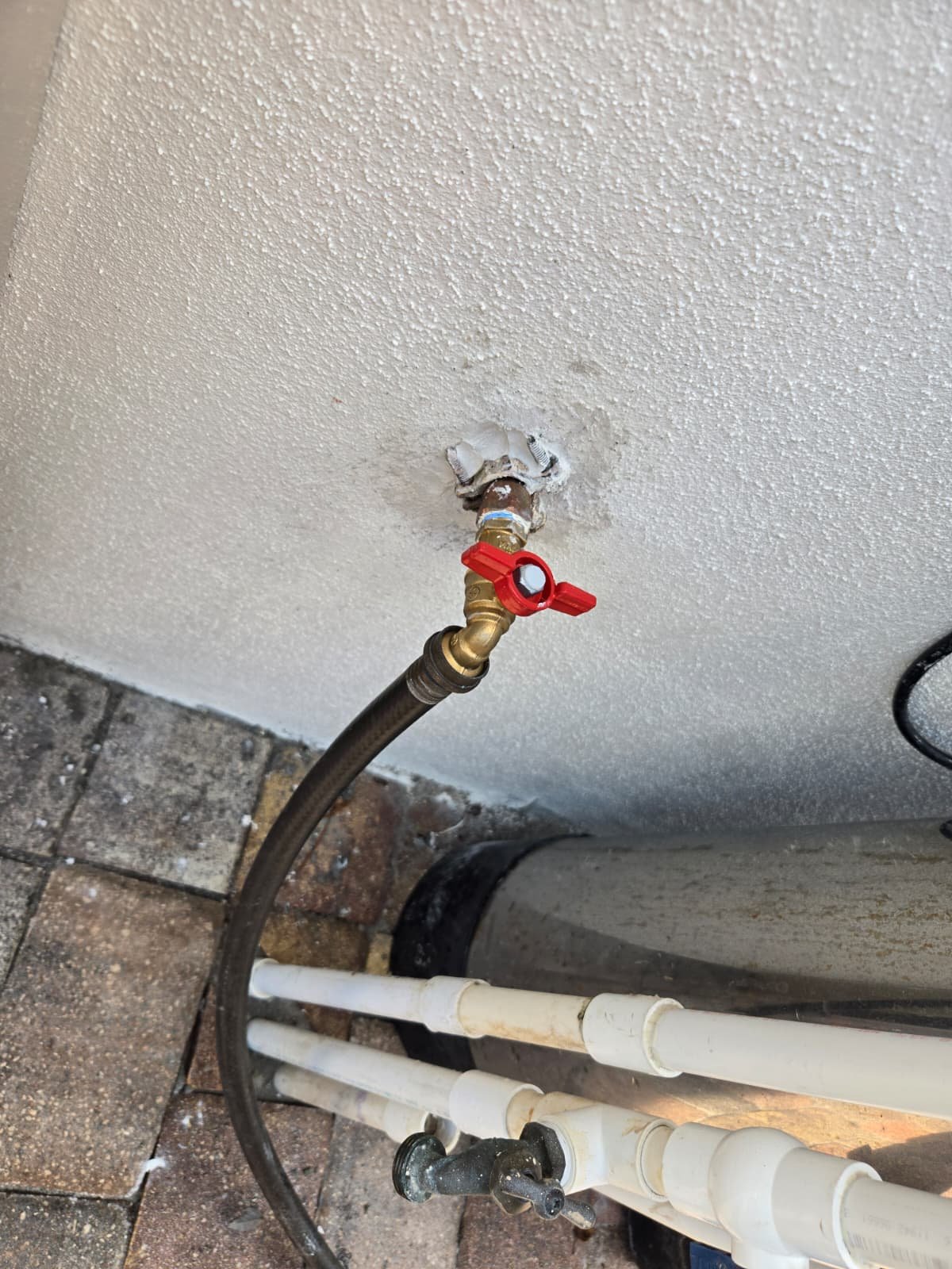 Garden faucet replacement in progress at Tampa, FL 33624 home