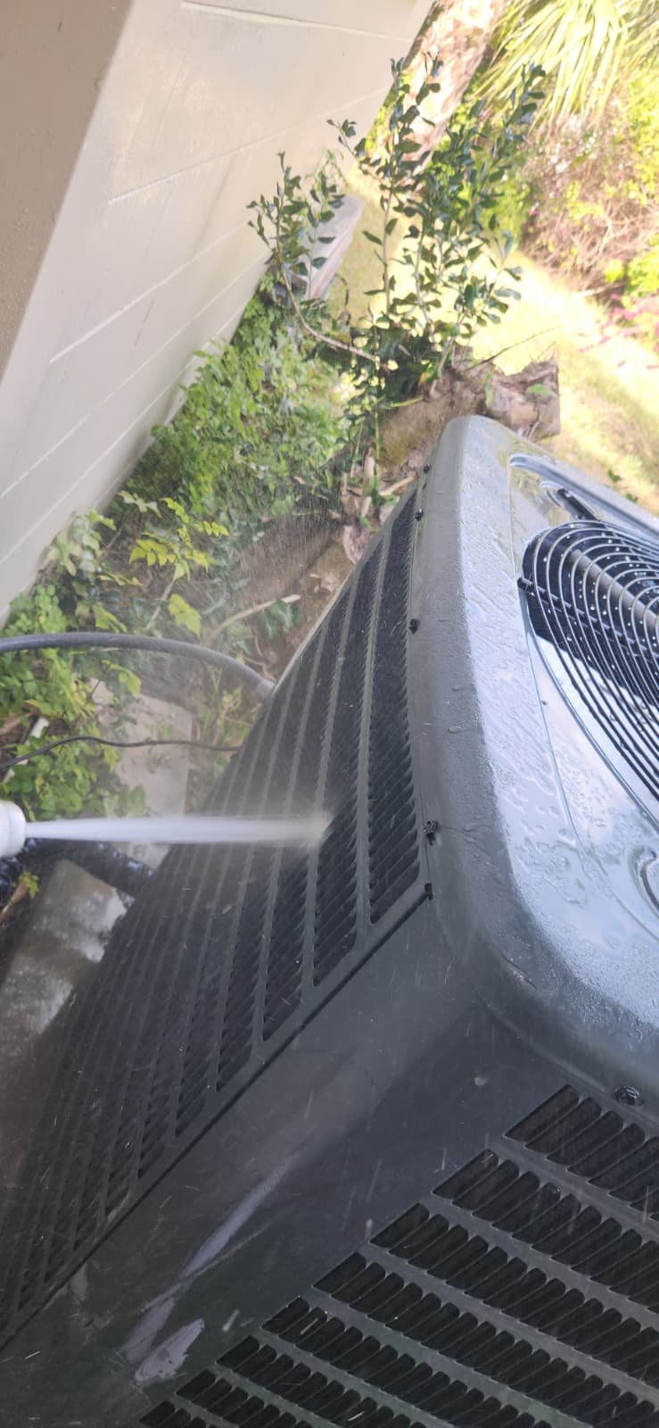 Detail of HVAC maintenance work near air handler in Tampa, FL 33615