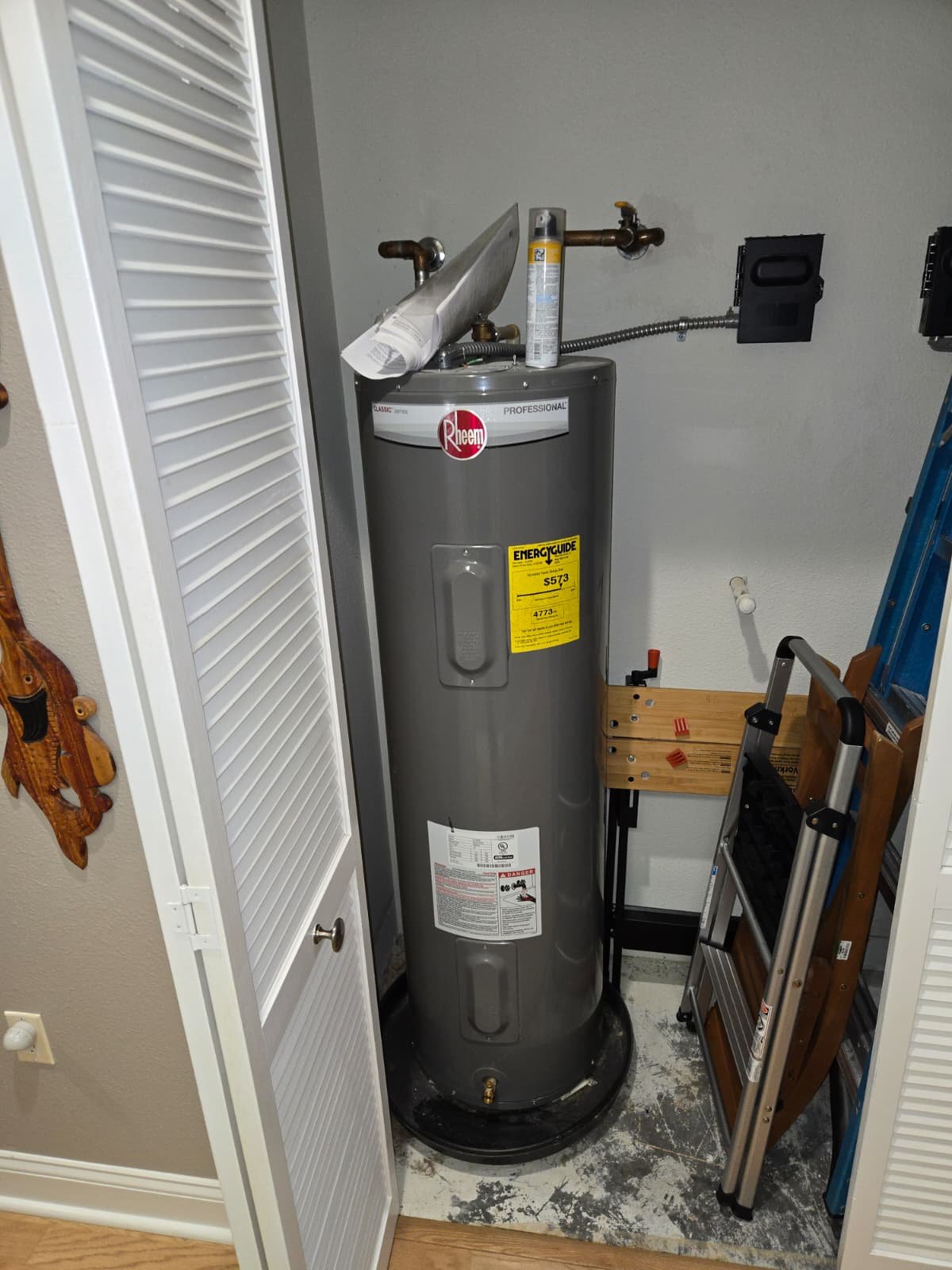 Rheem 40-gallon electric water heater installation in Dunedin, FL 34698
