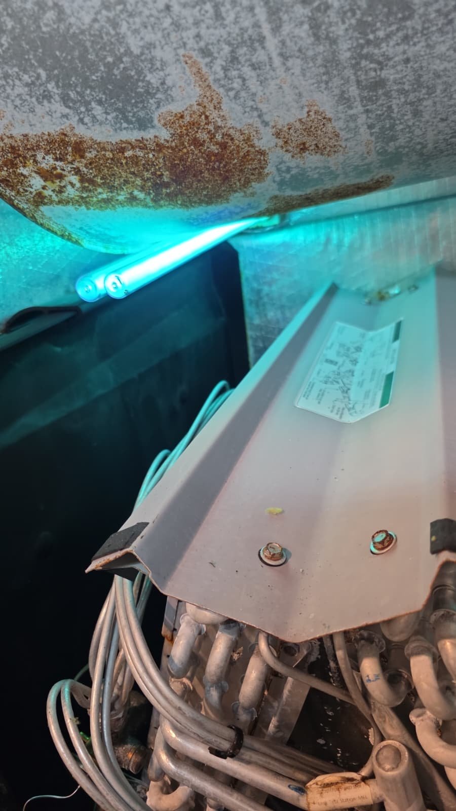 UV light air quality system operating during AC maintenance in St. Petersburg, FL 33701