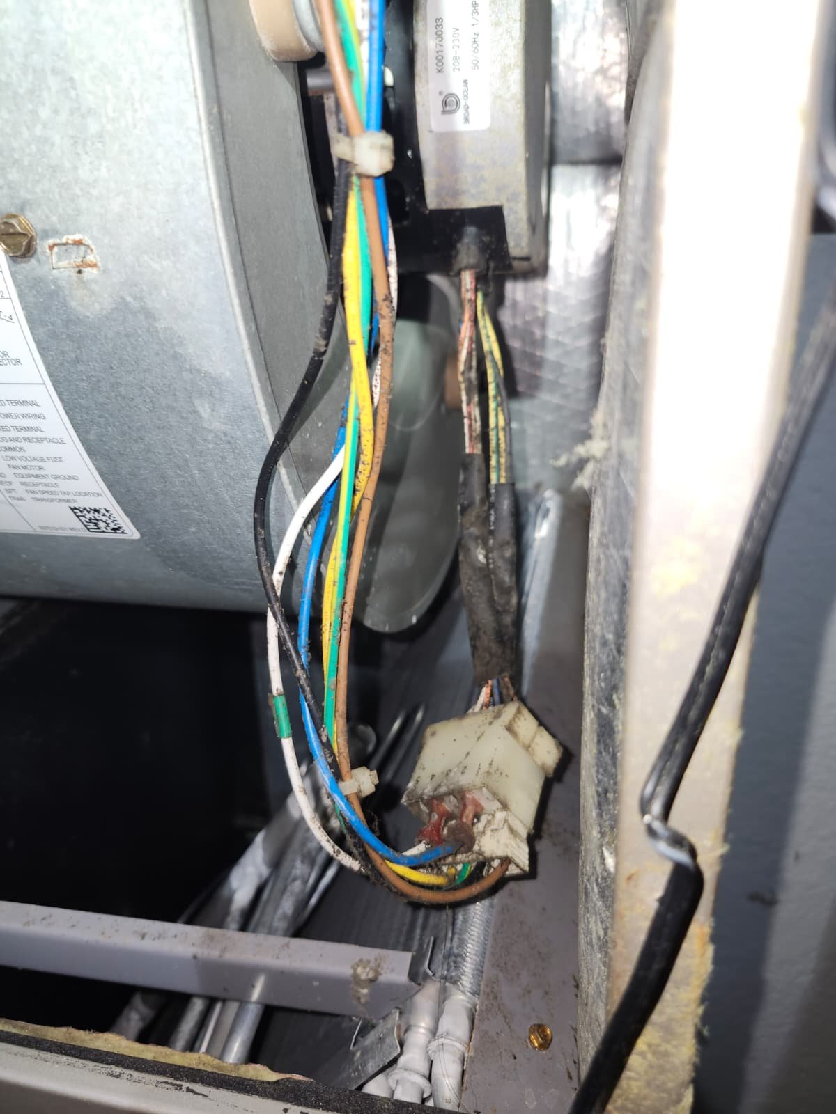Detail of HVAC air handler relay wiring replacement in Clearwater, FL 33755