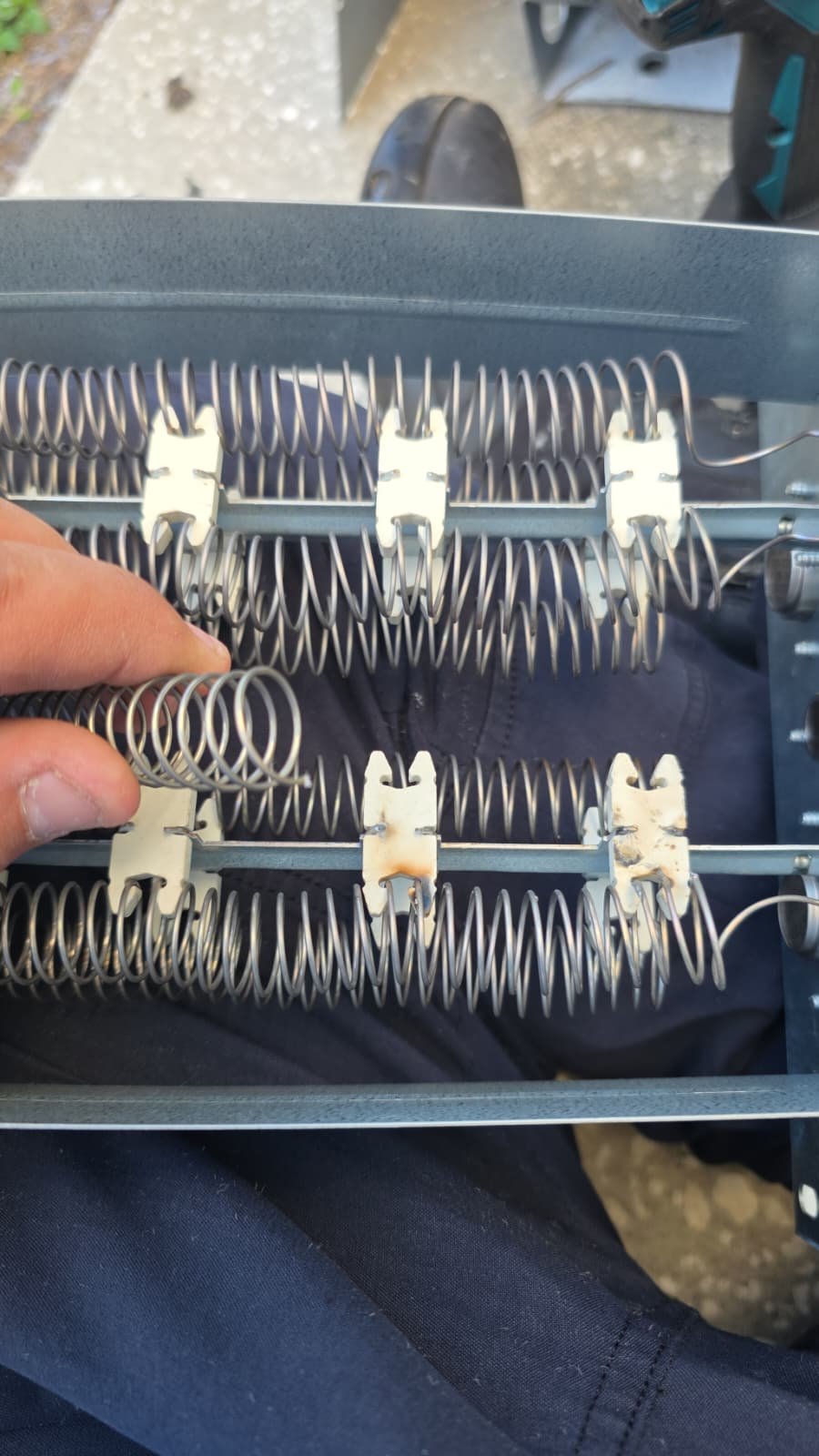 Final check of restored heat mode after electric heater repair in Tampa, FL 33637