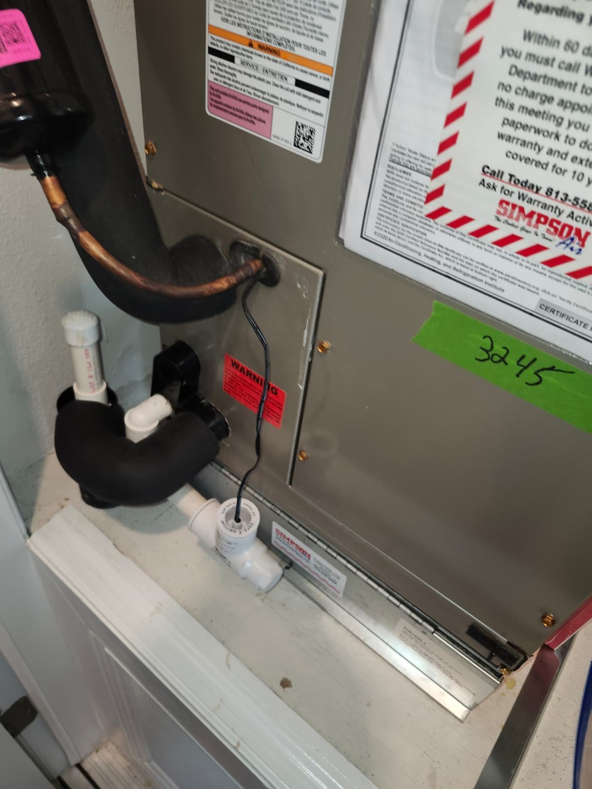 Leaking air handler coil diagnosed in Land O' Lakes, FL 34638 heat pump system