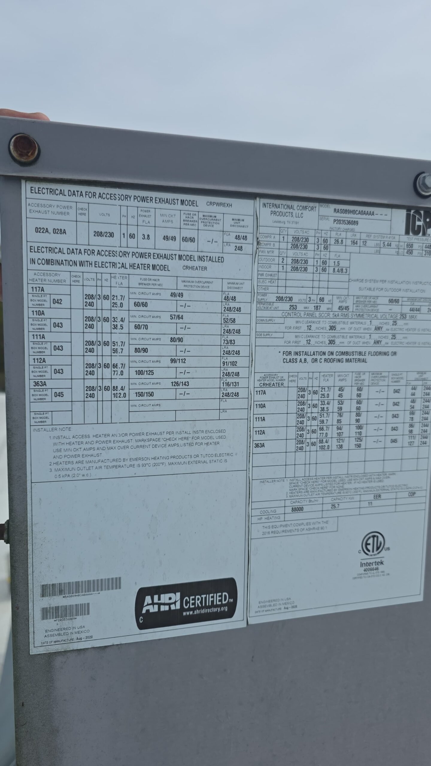 Checking refrigerant pressures on commercial AC in Tampa, FL 33634