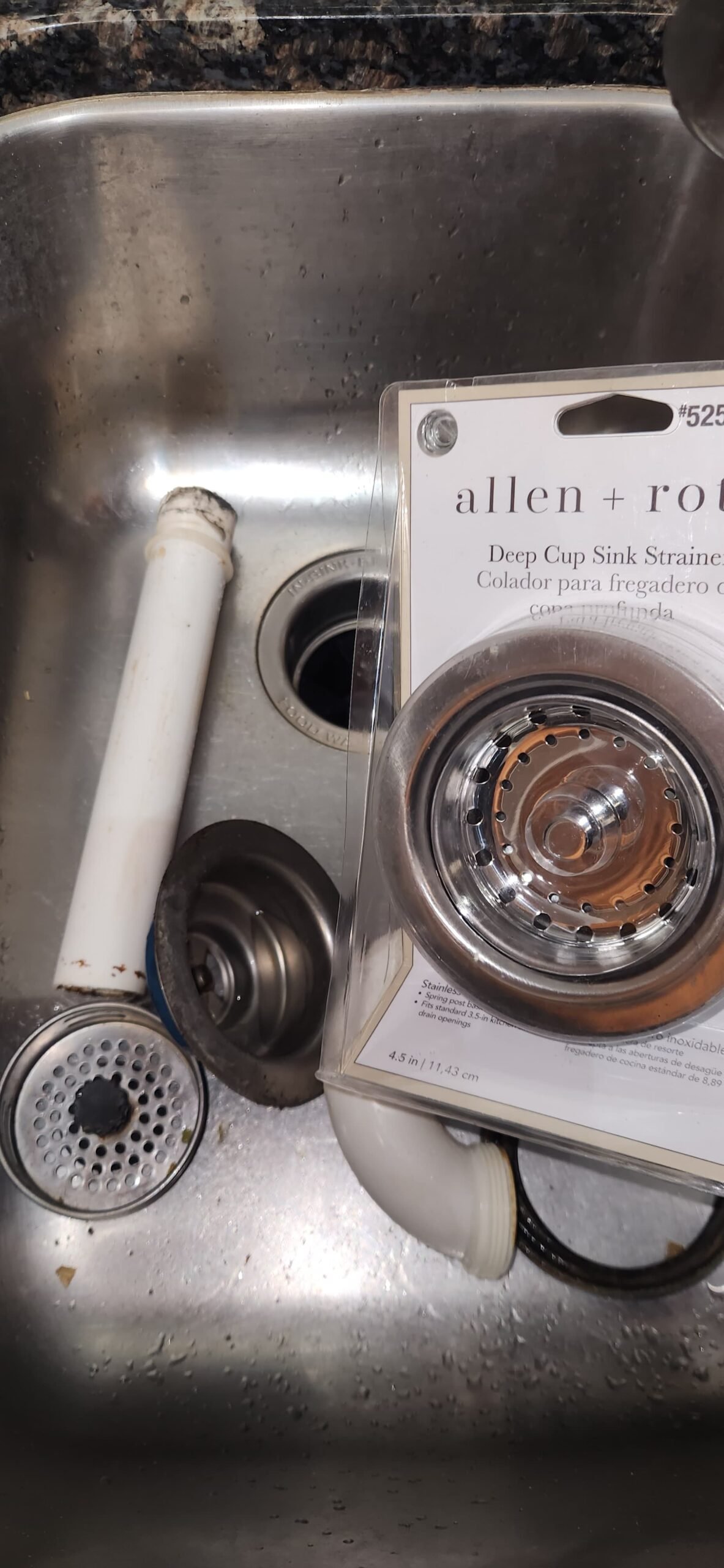 Finished kitchen drain strainer replacement and leak check in Tampa, FL 33618