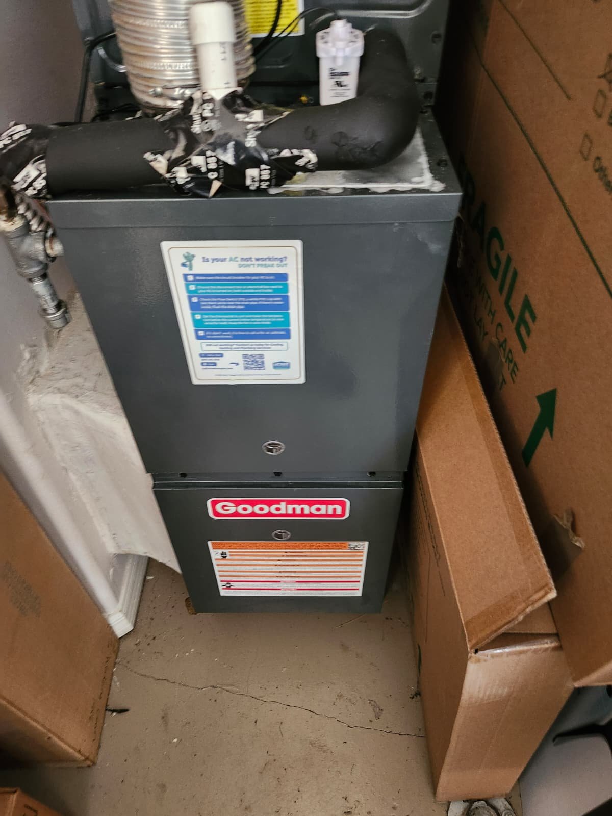 Aging HVAC unit evaluated for AC replacement in Tampa, FL 33647 service visit