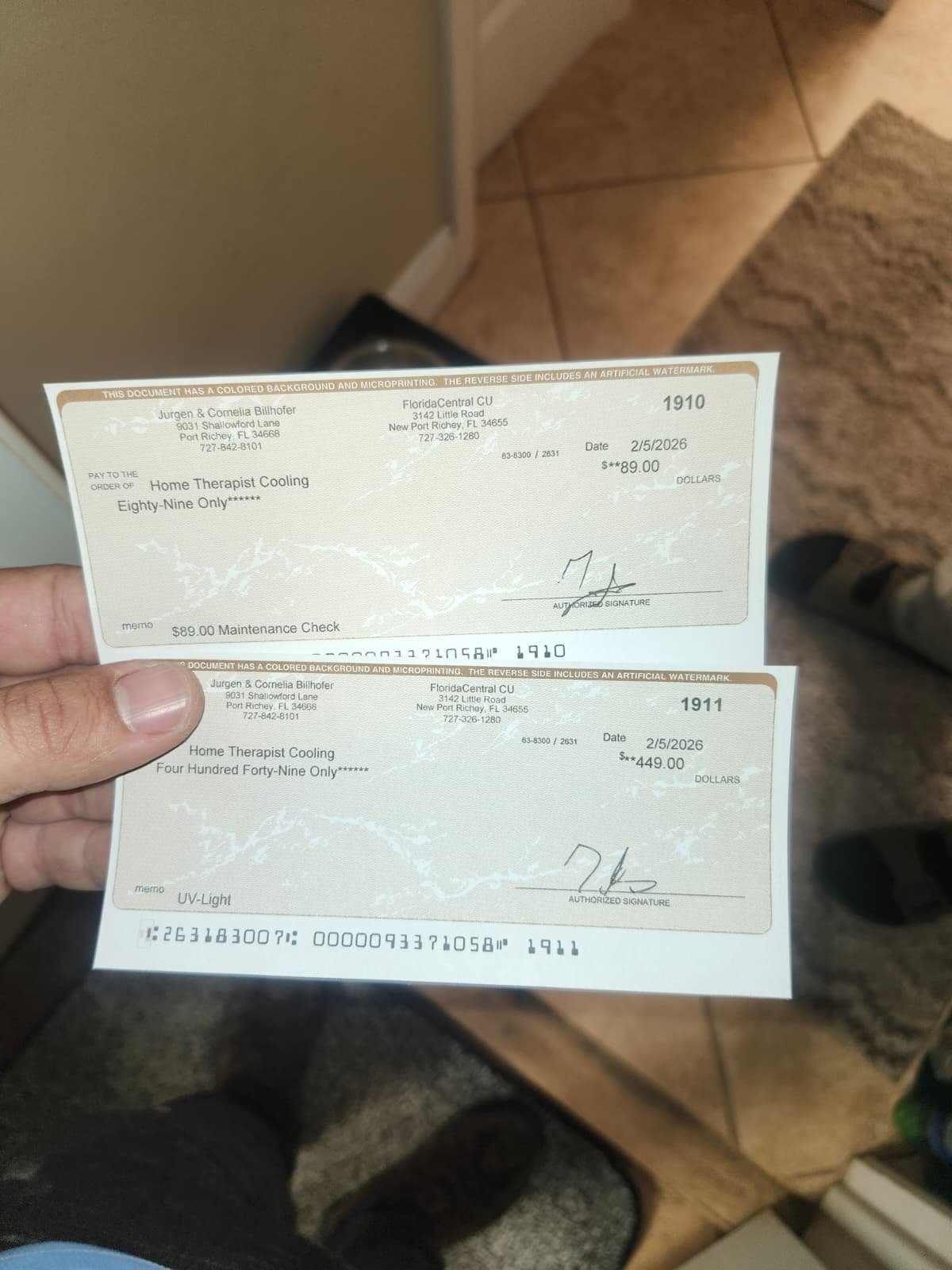 HVAC UV light installed in air handler during AC tune-up in Port Richey, FL 34668