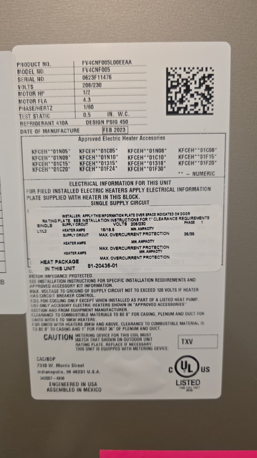 UV light installation area inspected during AC tune-up in Riverview FL