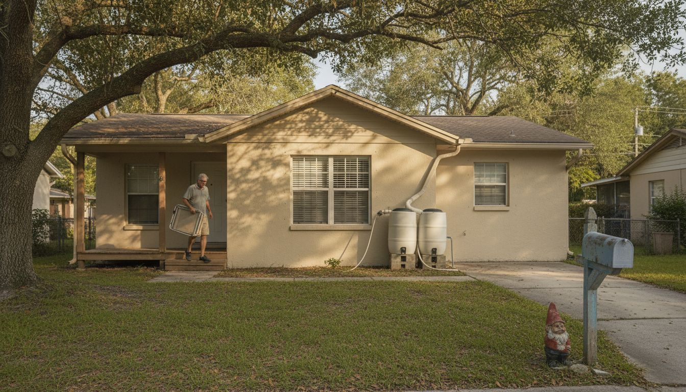 Tampa Bay homeowner in shaded front yard