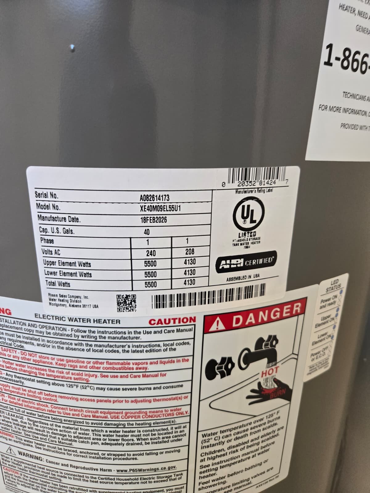 Water heater tank installation in Tampa, FL 33604