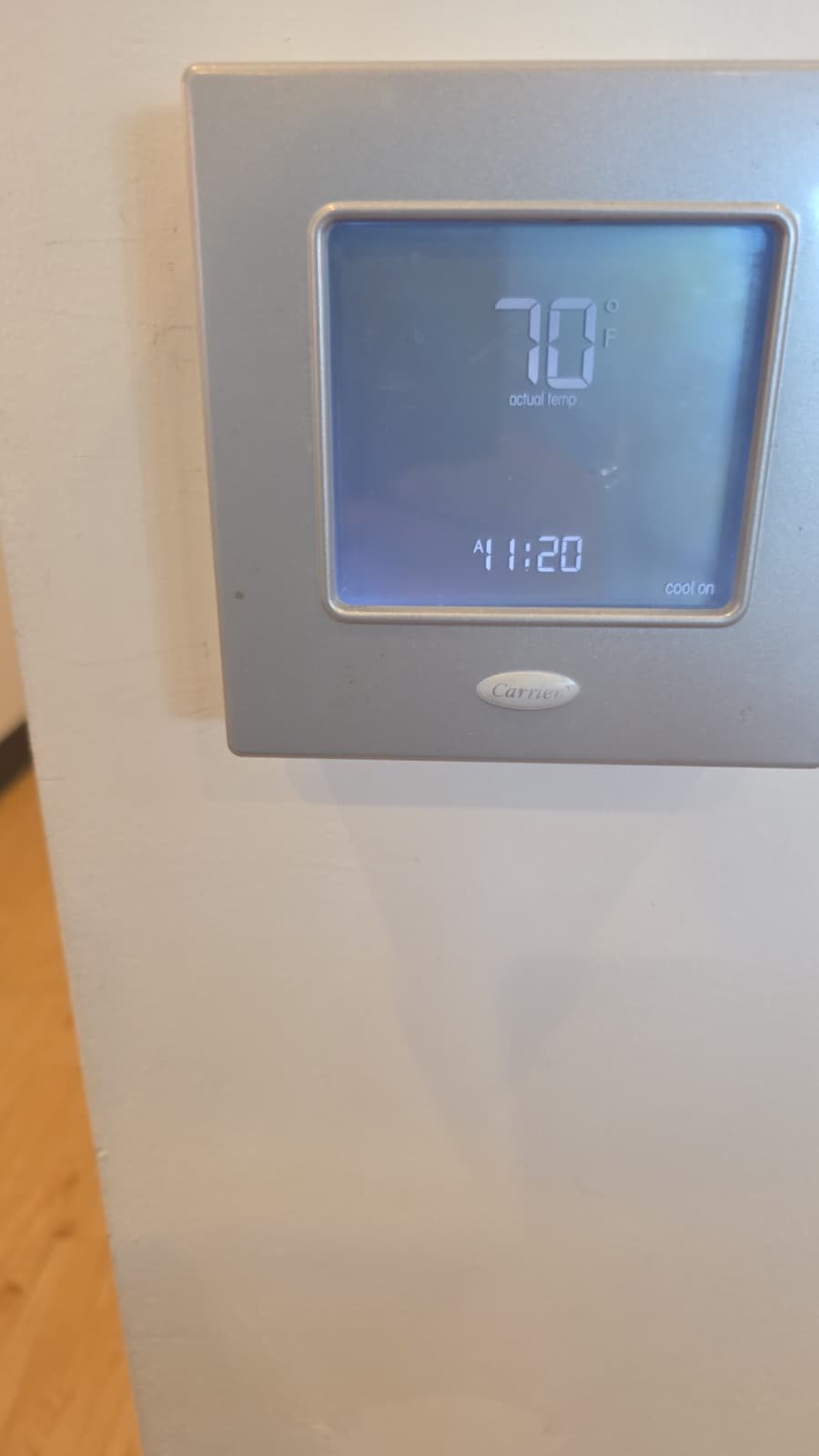 Thermostat set to 70°F after Premium Quarterly Service in Riverview, FL 33578.