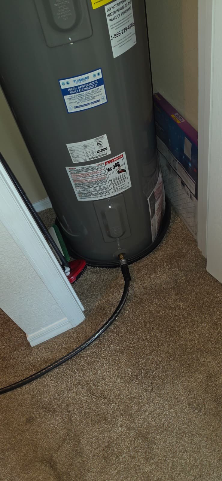 Newly installed water heater in Riverview, FL 33578. Premium Therapy Plan by Home Therapist.