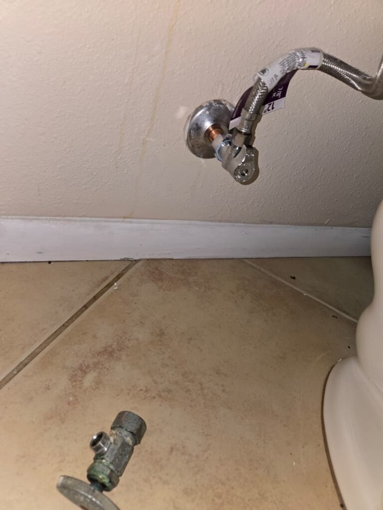 New angle valve and supply line installed under toilet in Clearwater, FL 33759.