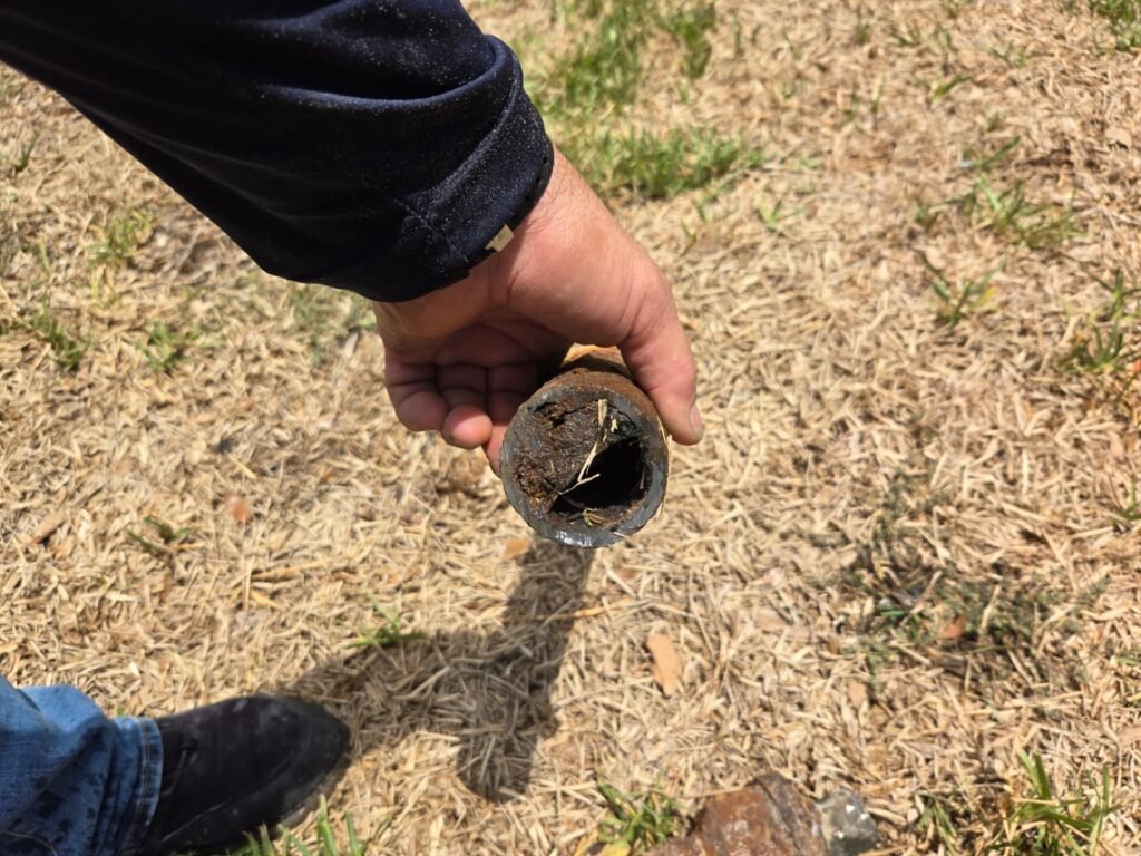 The inside of a corroded old pipe in Tampa, FL 33611.