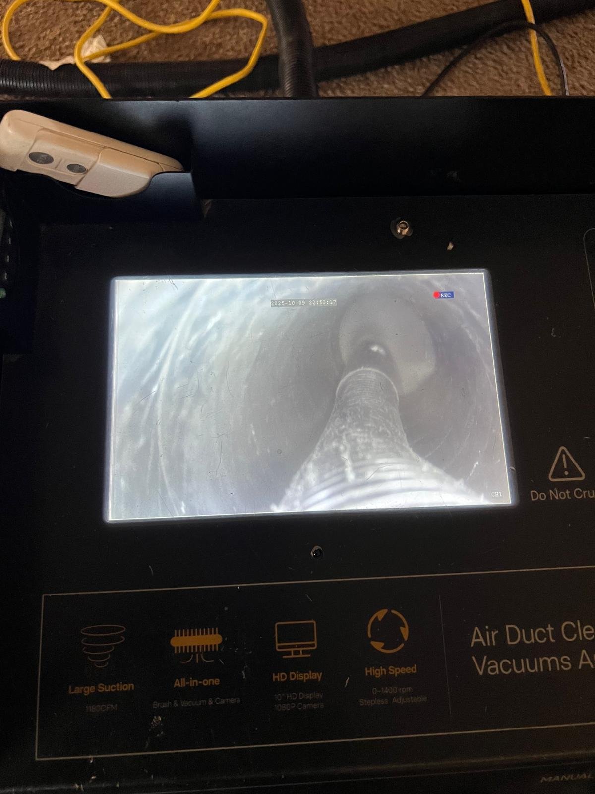 Air duct cleaning camera showing interior of a duct in Lutz, FL 33558.