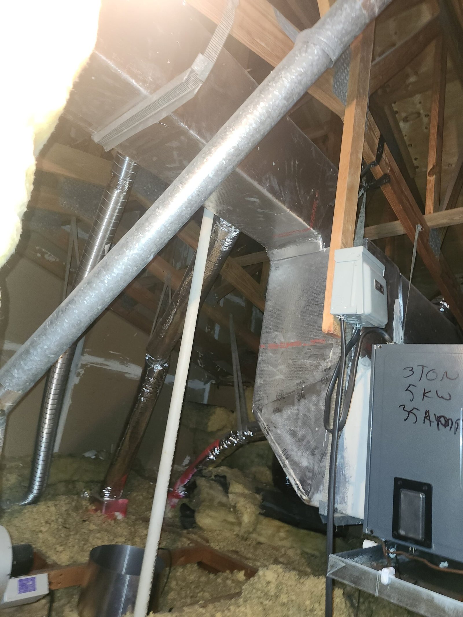 Ductwork and HVAC Components - Palm Harbor, FL 34684 Ductwork and HVAC components in attic, Visit #4, Palm Harbor, FL 34684.