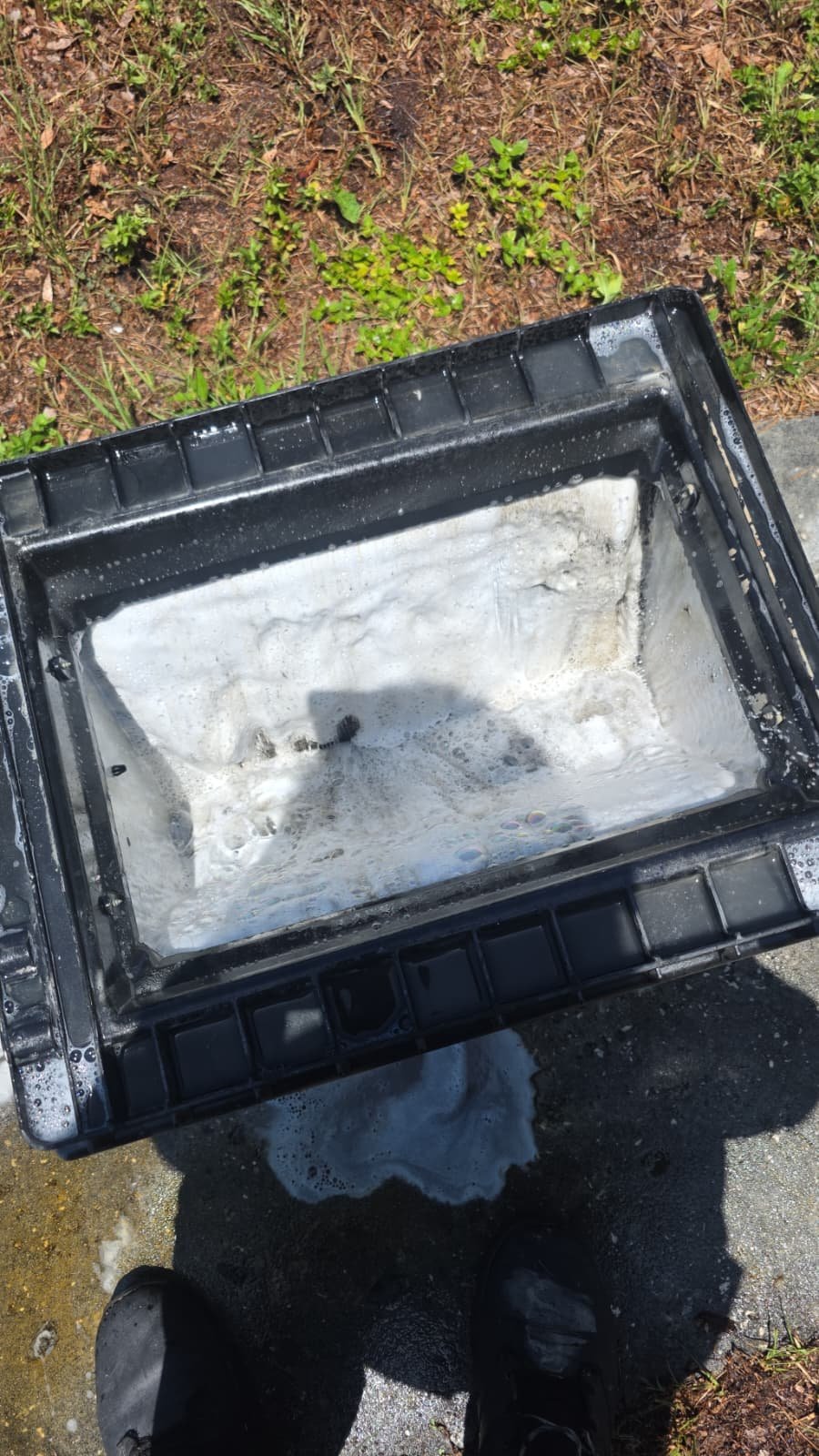 HVAC Coil Cleaning in St. Petersburg, FL 33711 HVAC coil housing with cleaning residue in St. Petersburg, FL 33711.