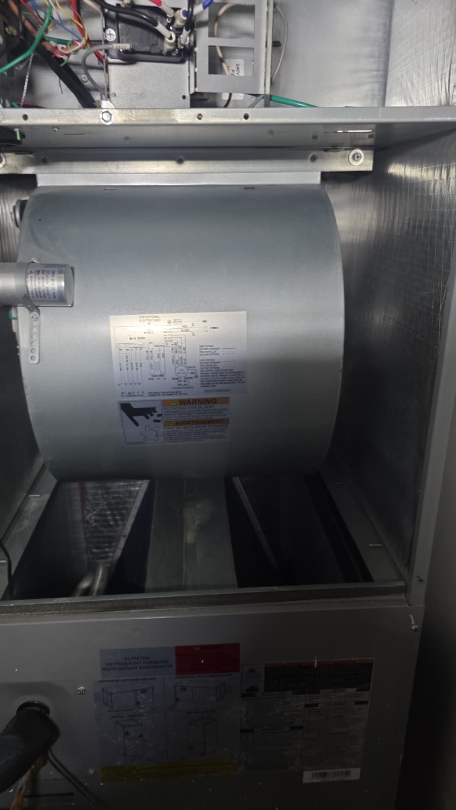 Interior view of an HVAC system showing components in Tampa, FL 33610.