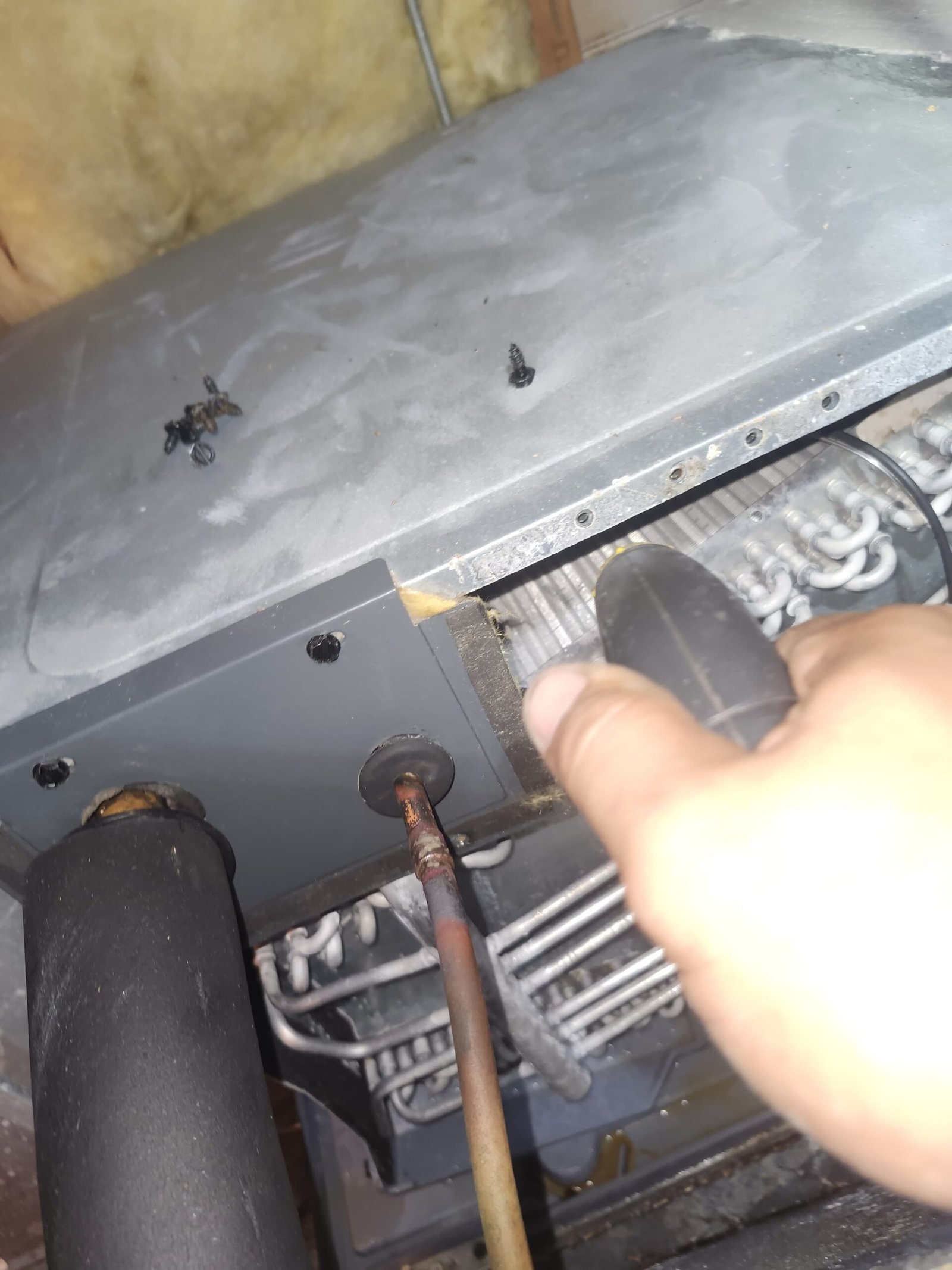 HVAC Component Adjustment - Palm Harbor, FL 34684 Technician adjusting HVAC unit components, Visit #4, Palm Harbor, FL 34684.