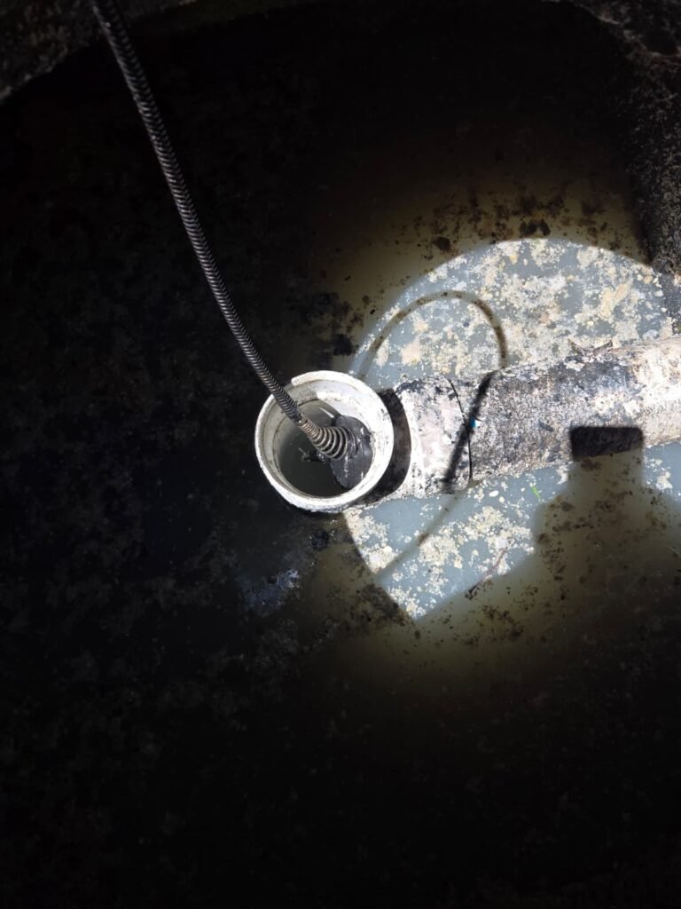 A hydro jet nozzle going into a sewer line in St. Petersburg, FL 33701.