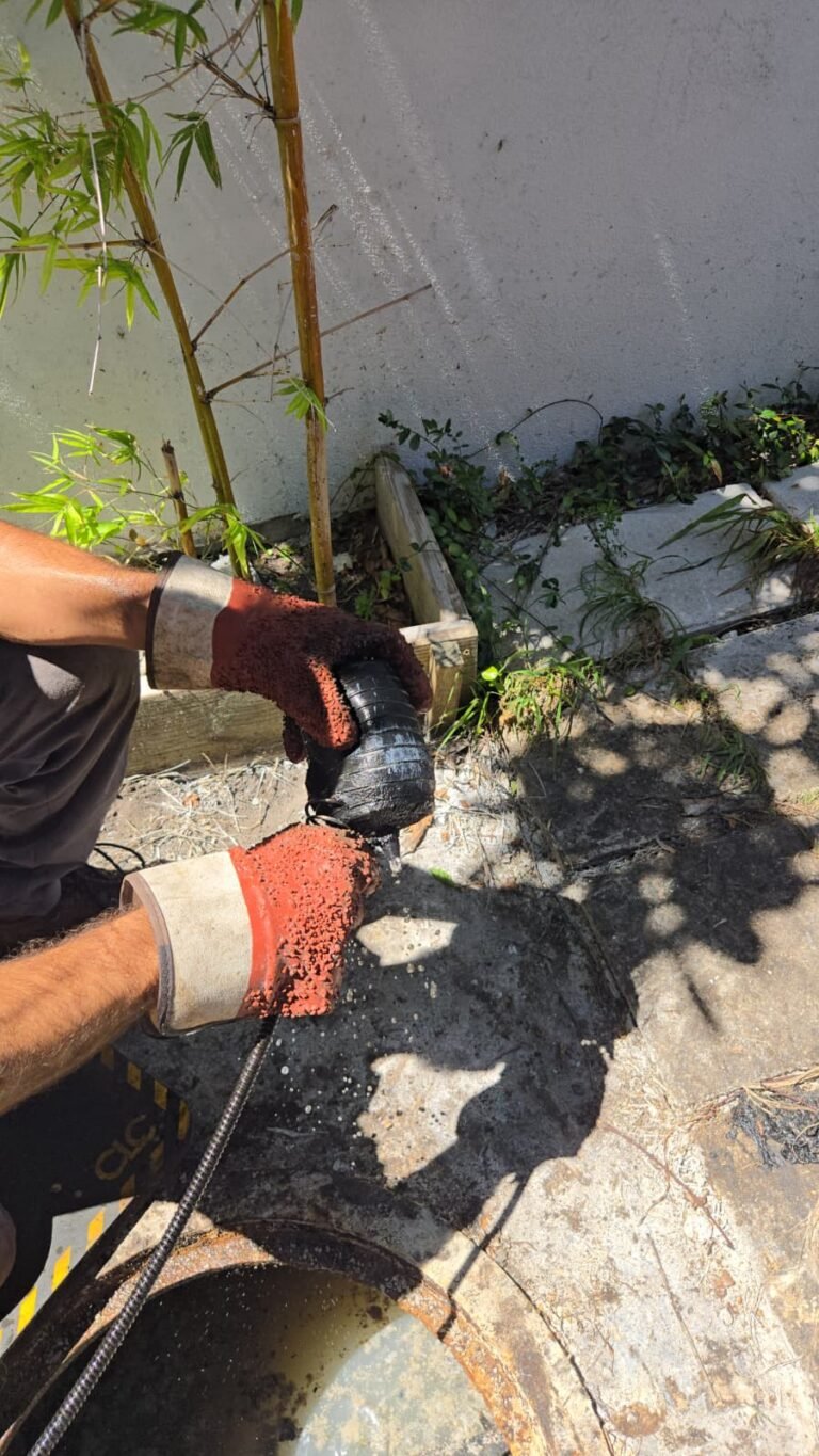 Hydro jet sewer drain unclogging in progress in St. Petersburg, FL 33701