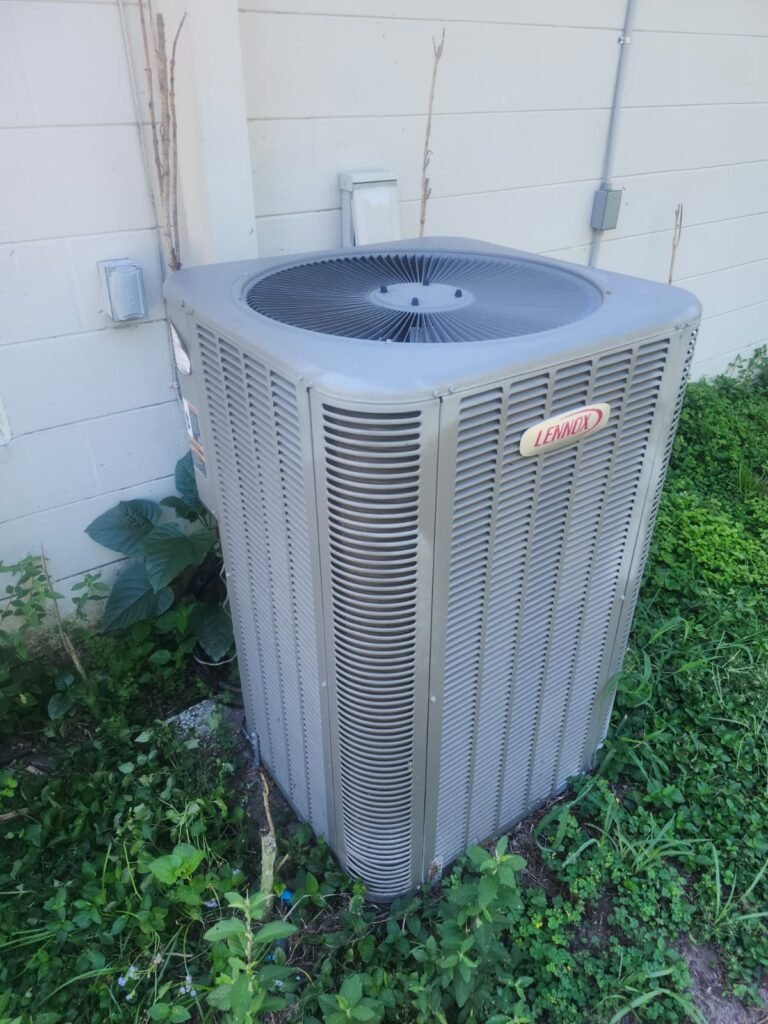 A Lennox condenser beside a home in Zephyrhills, FL 33542.