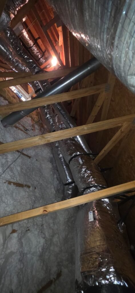 Attic Duct Installation in Wesley Chapel, FL 33545 Multiple ducts installed in attic, Wesley Chapel, FL 33545