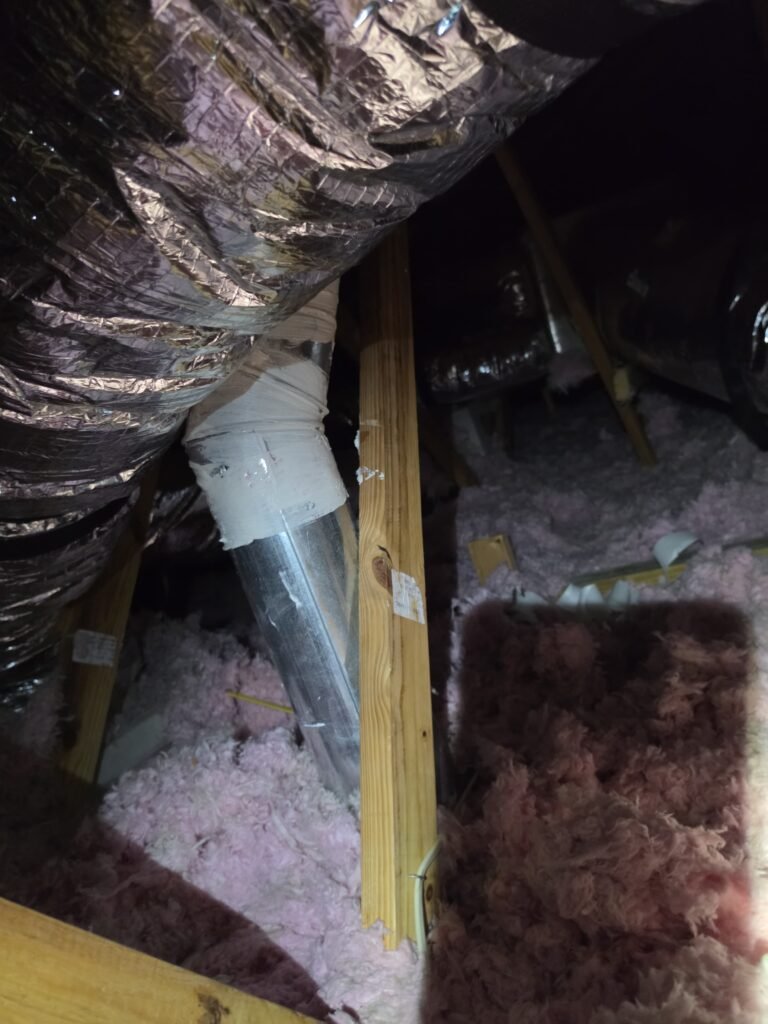 Close-up of attic ductwork in San Antonio, FL 33576