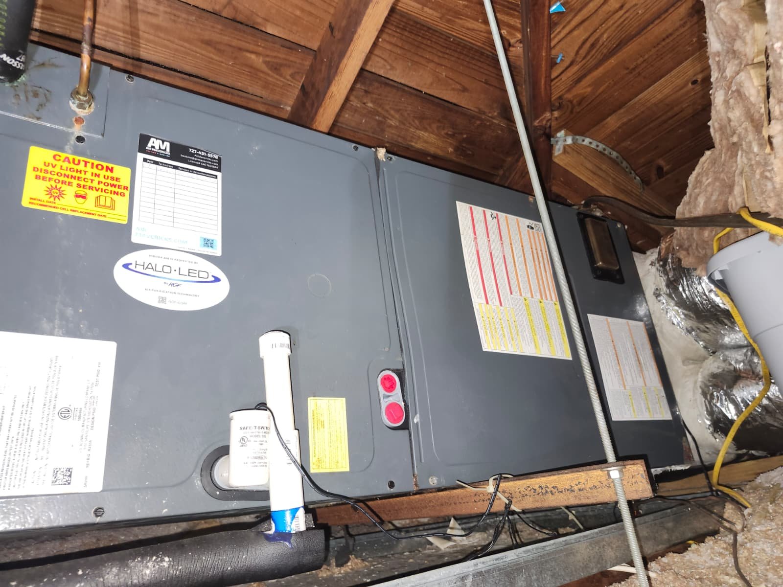 HVAC unit installed in attic space, St. Petersburg, FL 33703.
