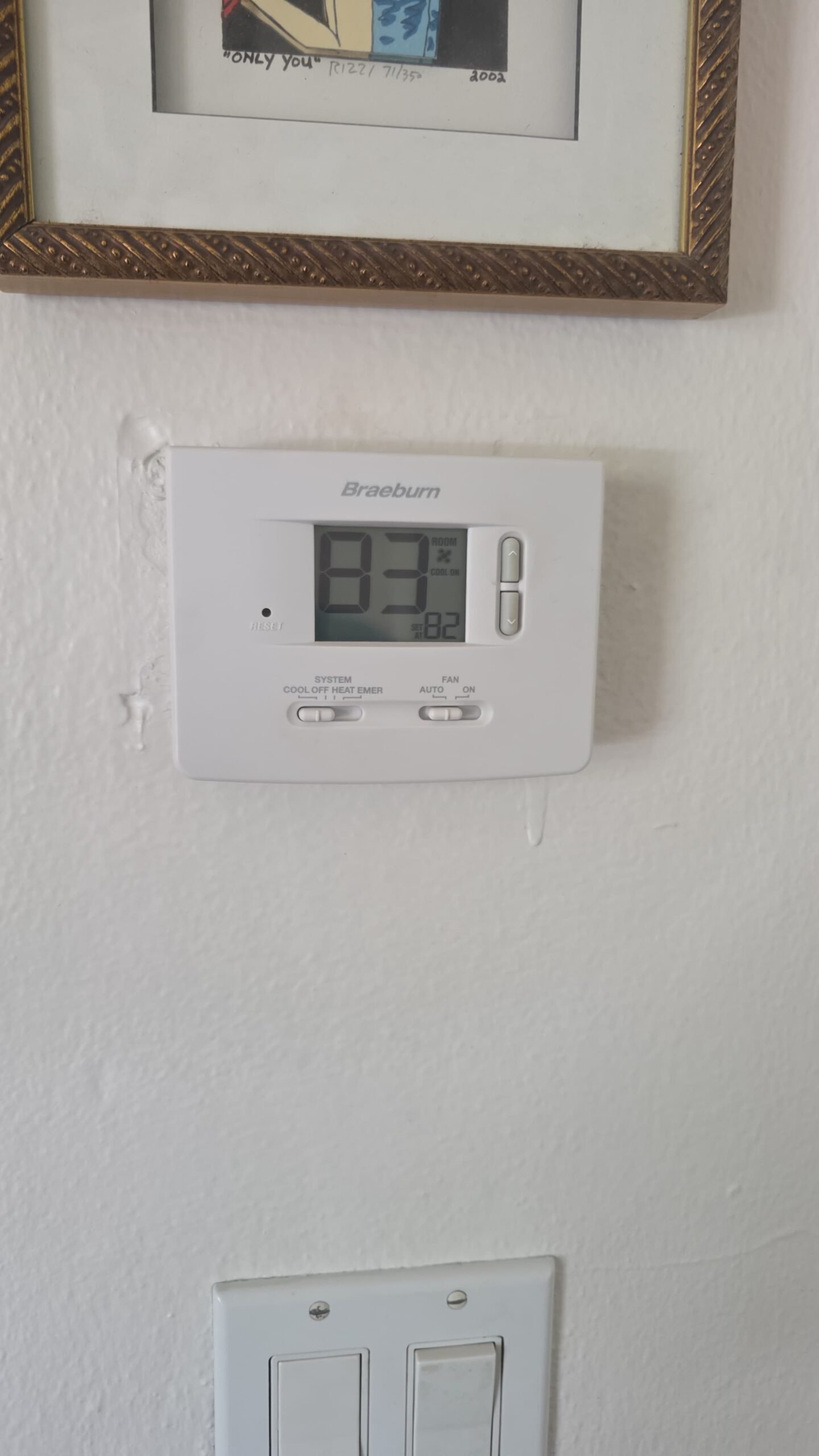 Installed Braeburn thermostat on wall, Tampa, FL 33606.