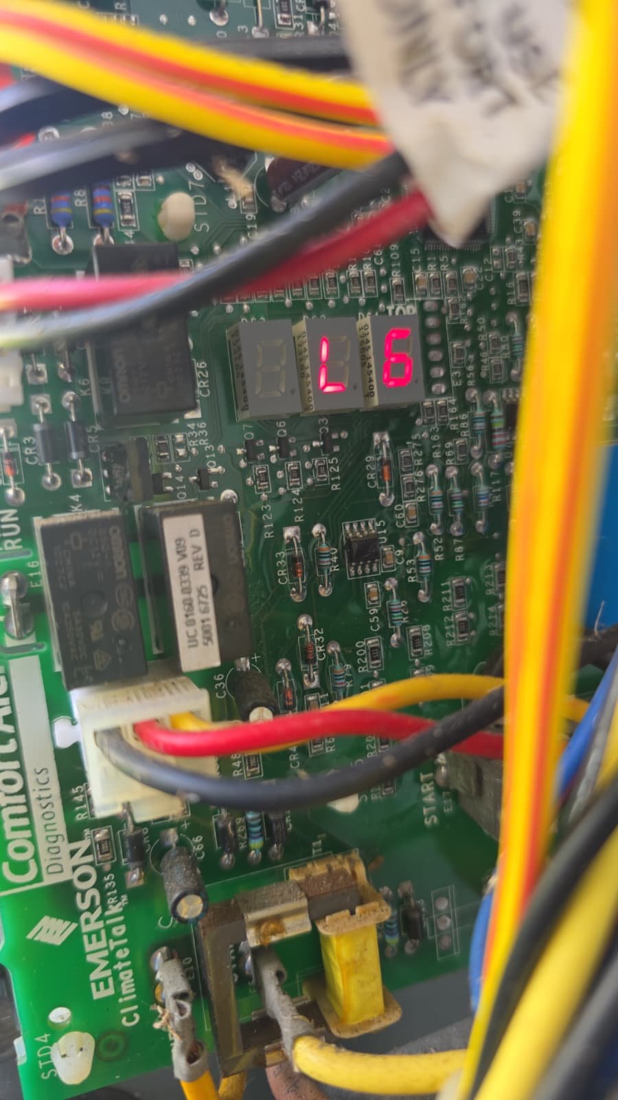 HVAC Circuit Board Error Code, Palm Harbor, FL 34684 Circuit board with error code inside HVAC unit, Palm Harbor, FL 34684.