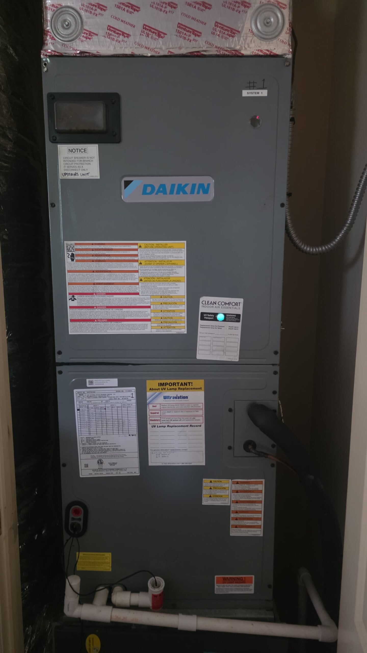 Daikin HVAC unit installed in closet, part of Elite Therapy Plan in Bradenton, FL 34202.