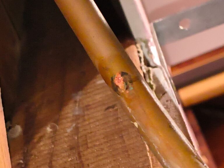 Damaged Copper Pipe Detail in Tampa, FL 33616 Close-up of damaged copper pipe in Tampa, FL 33616