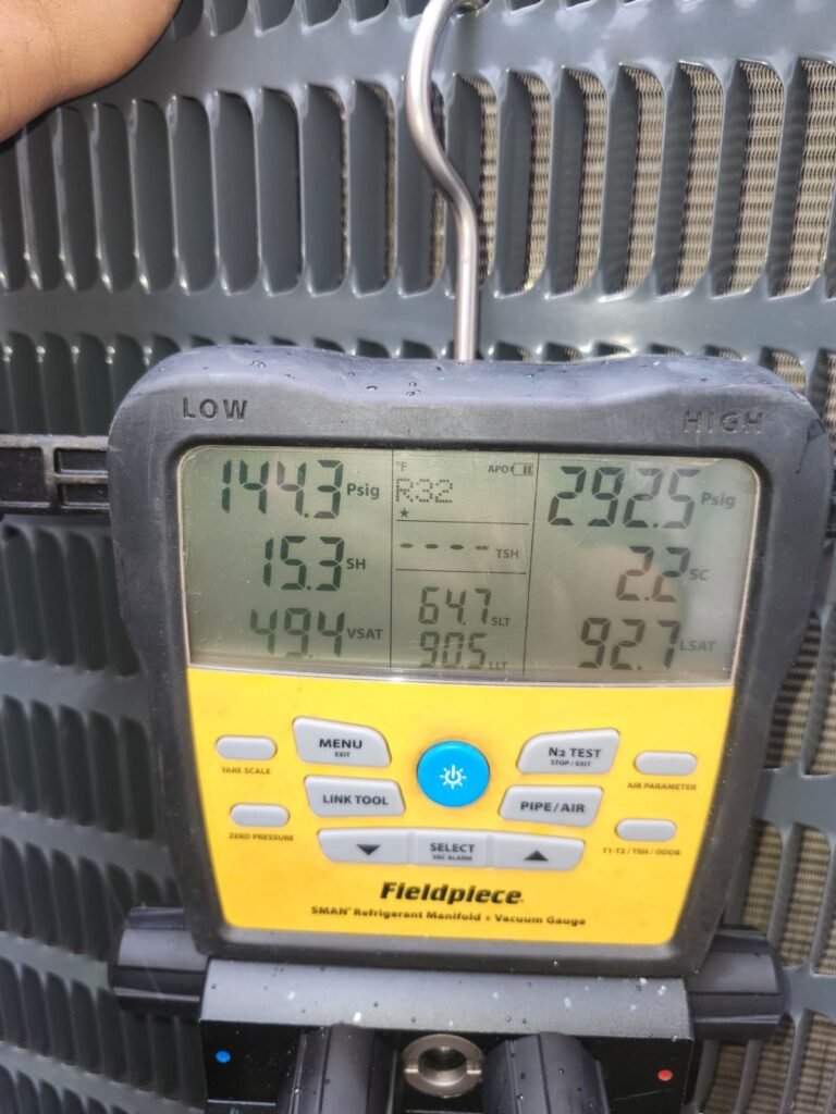 Digital Manifold Gauge in Tampa, FL 33629 Digital manifold gauge showing pressure readings in Tampa, FL 33629