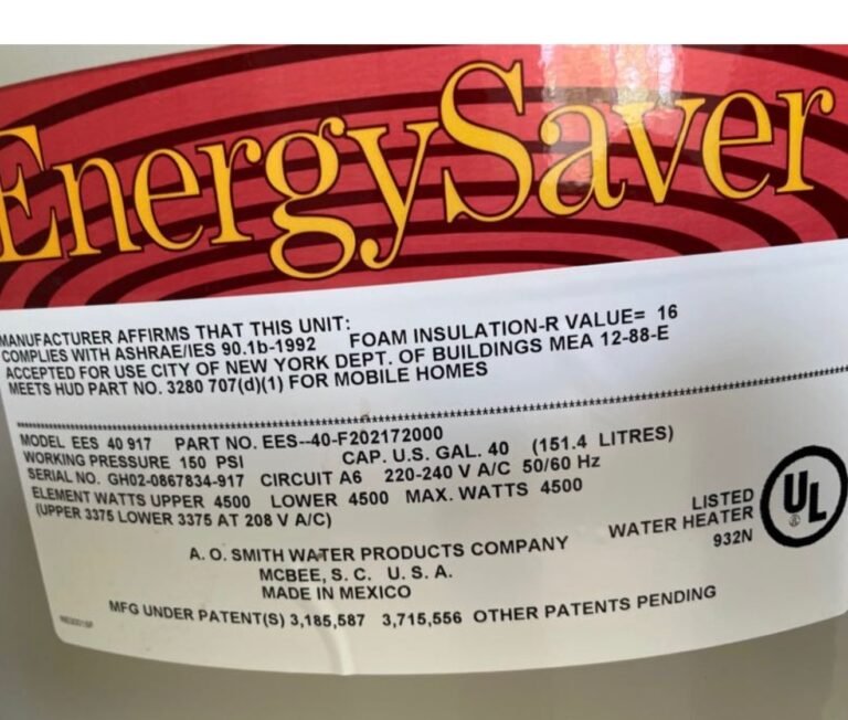 EnergySaver Label on Water Heater in Tampa, FL 33635 EnergySaver label on water heater, Tampa, FL 33635
