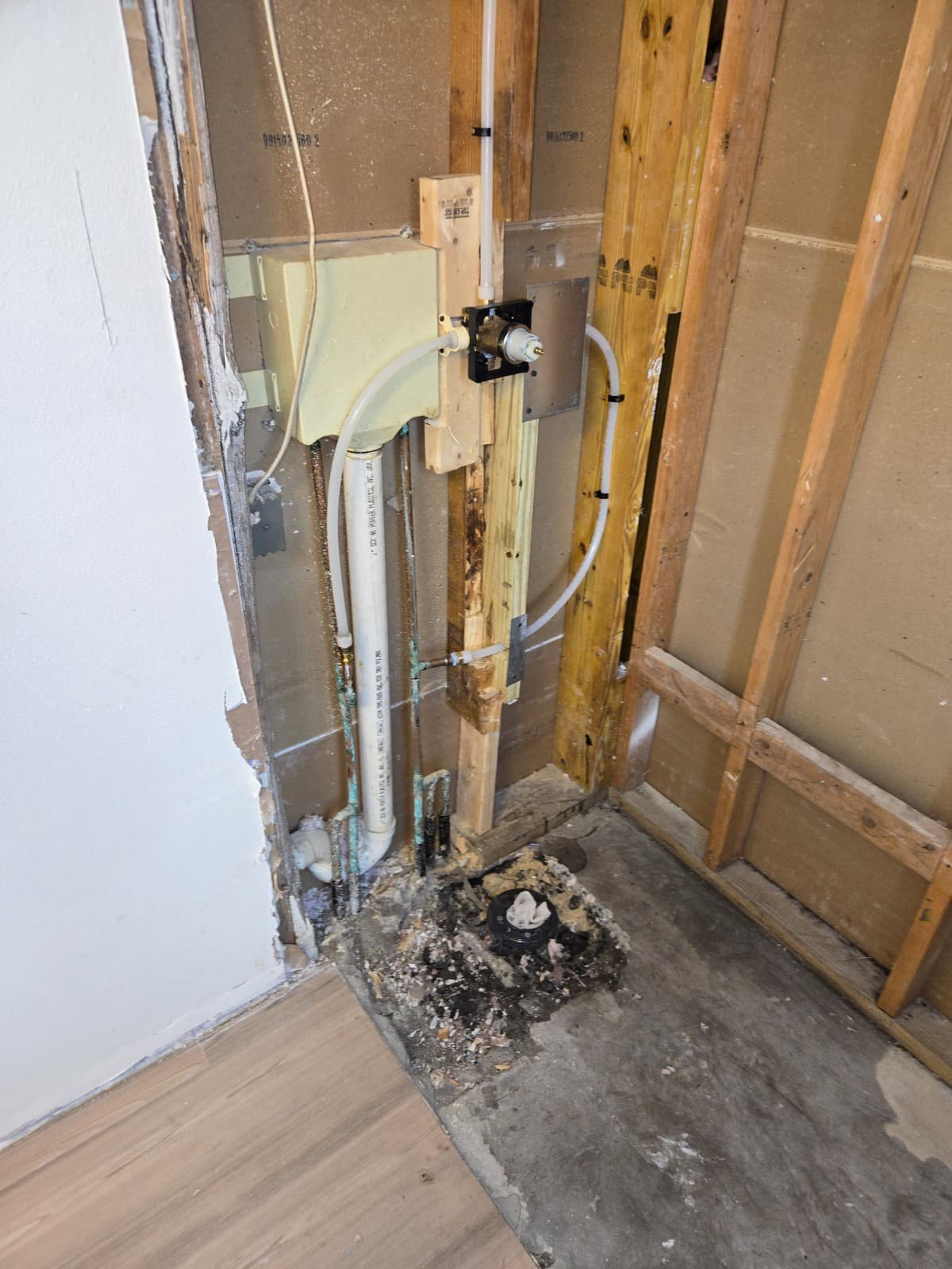 Partially exposed plumbing in Tampa, FL 33624.