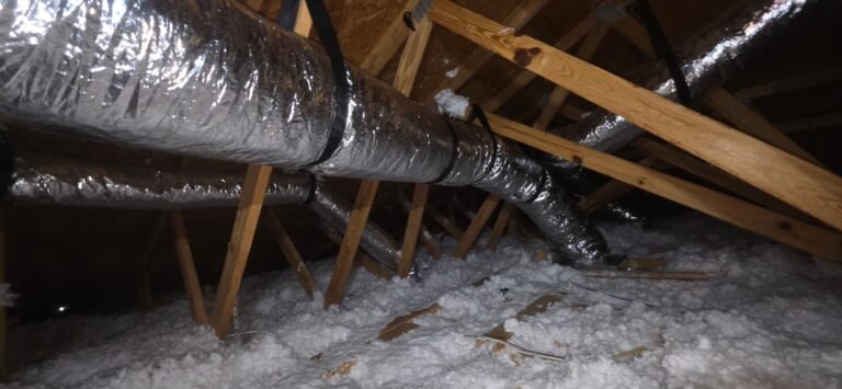 Flexible Ductwork in Wesley Chapel, FL 33545 Flexible ductwork along attic beams, Wesley Chapel, FL 33545