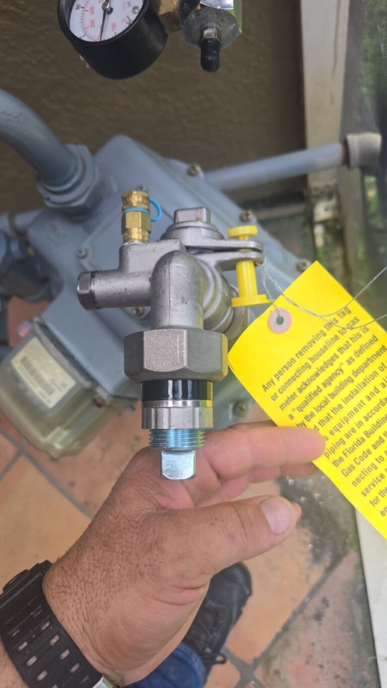 Close-up of gas valve with pressure gauge in Tampa, FL 33611