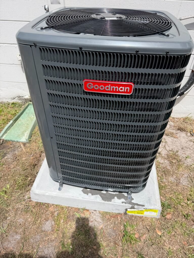 Close-up of Goodman HVAC unit in Holiday, FL 34691