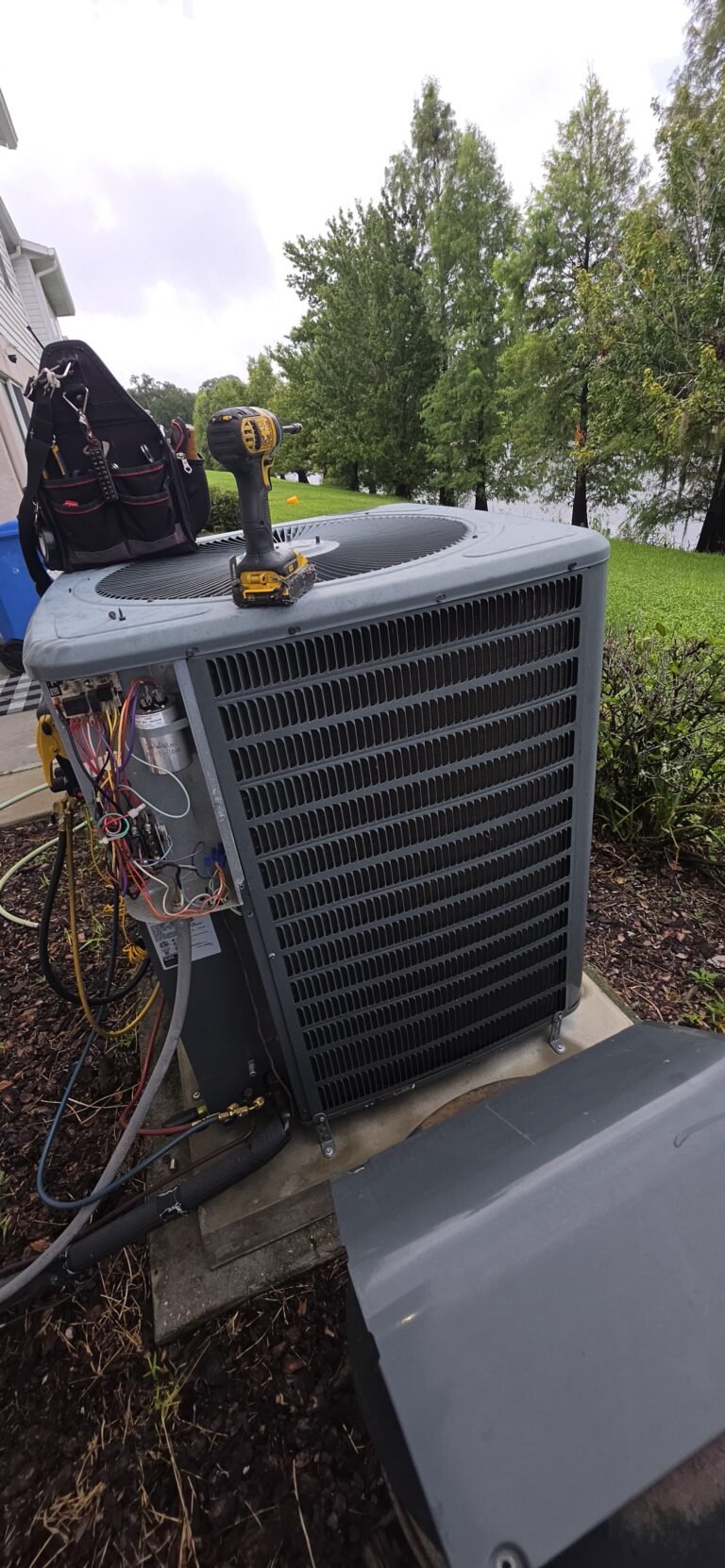 HVAC unit repair in progress in Tampa, FL 33610