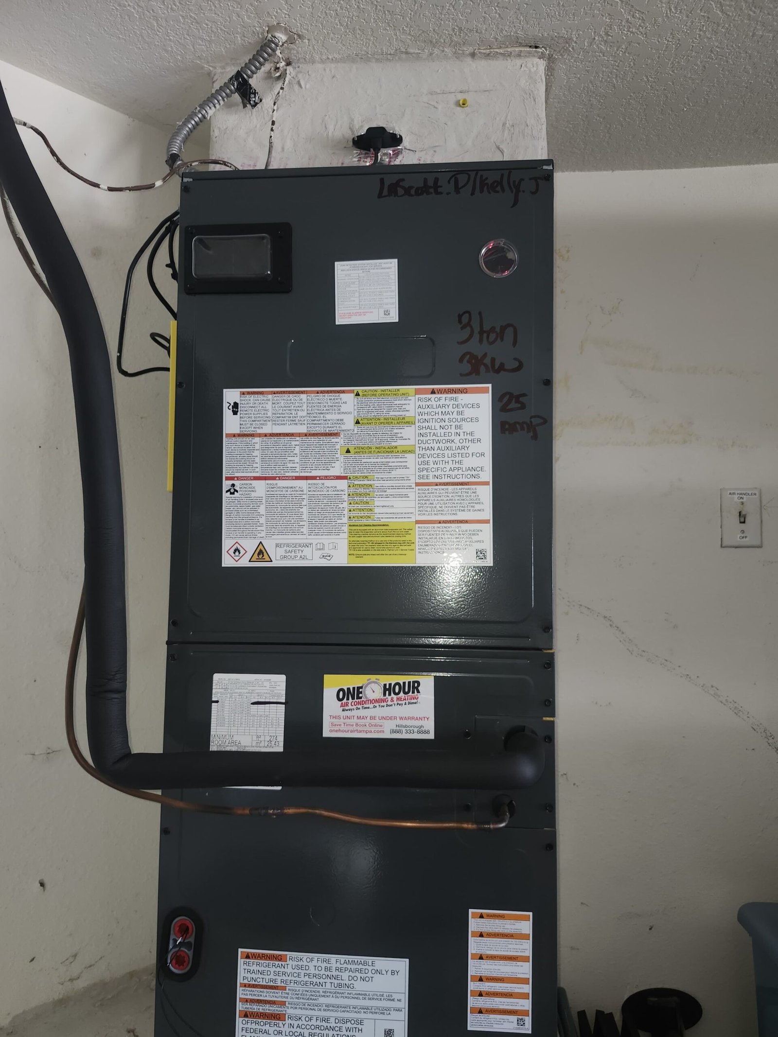HVAC Specs - Brandon, FL 33511 Indoor HVAC unit with specs in Brandon, FL 33511. Cost of Labor Only service.