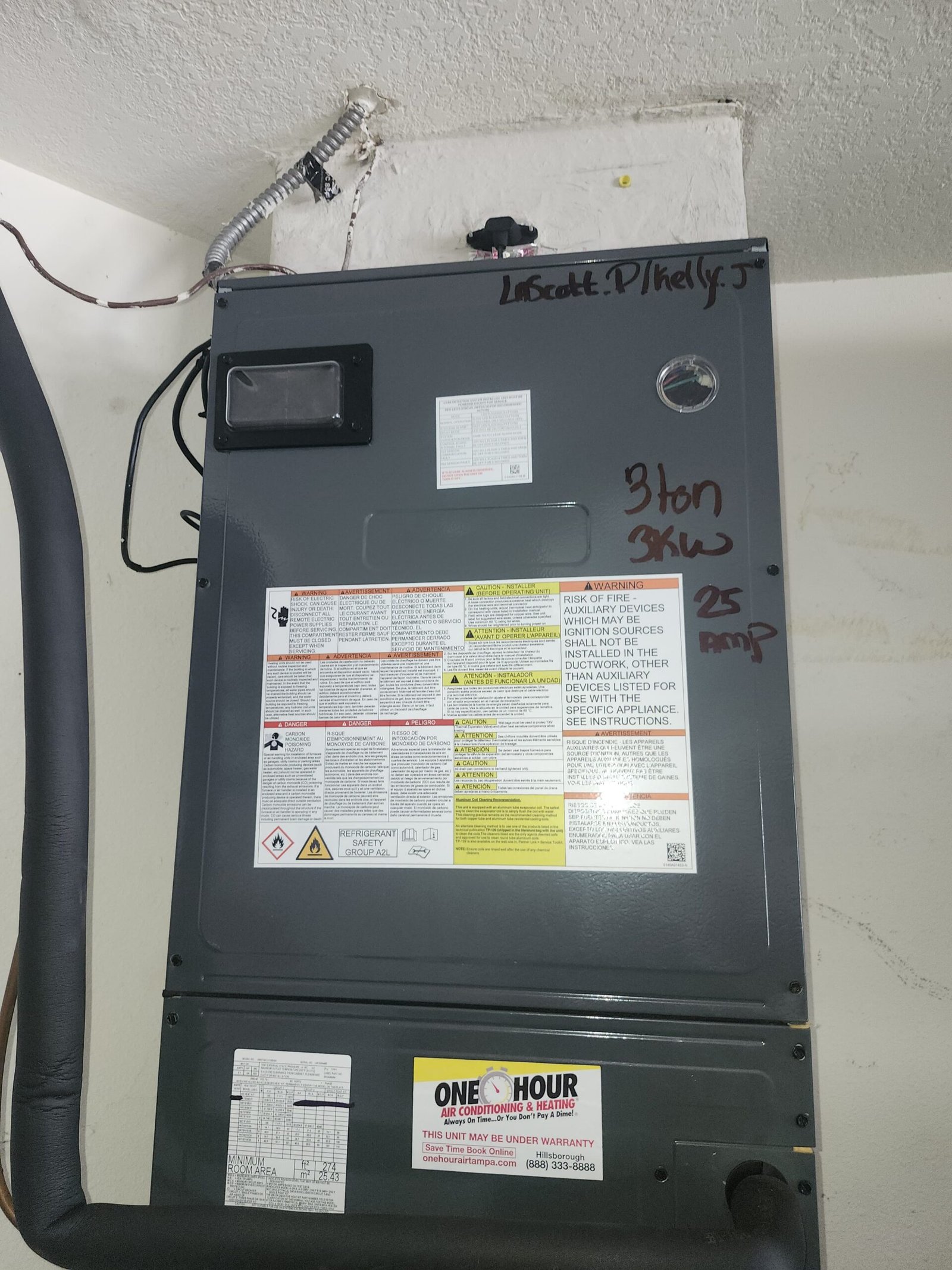HVAC unit with visible labels, free diagnosis in Brandon, FL 33511.