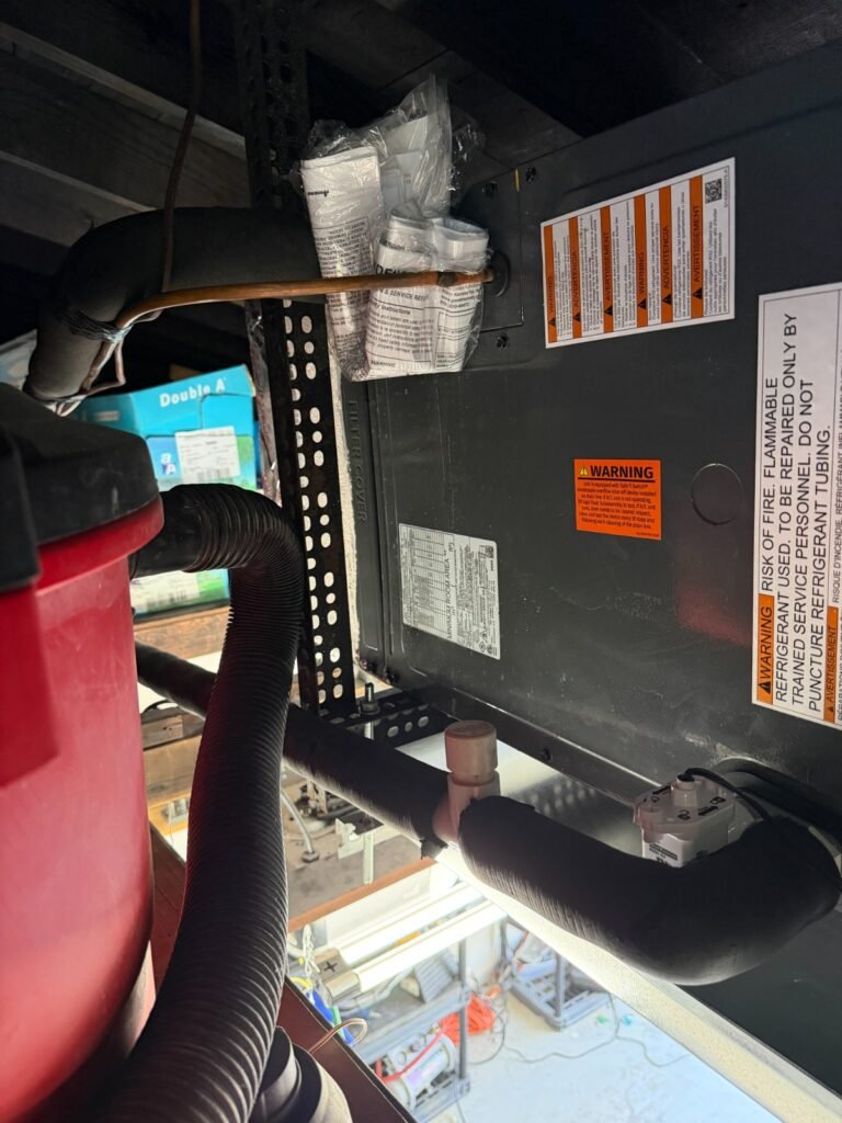 Installed HVAC unit with labels in Holiday, FL 34691